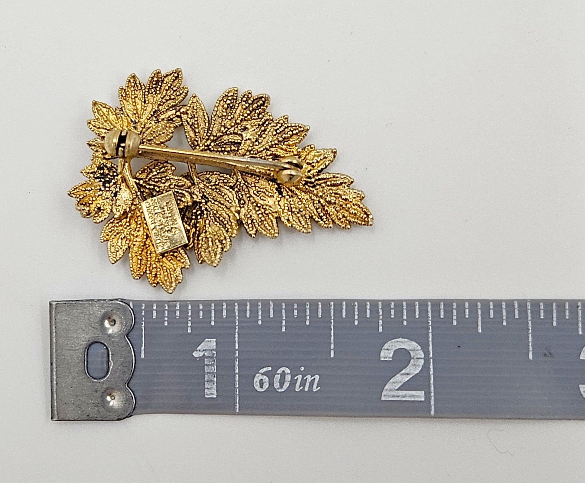 Flora Danica Jewelry Flora Danica Denmark 24K Gold Sterling Leaf Brooch Pin Pendant Circa 1950s