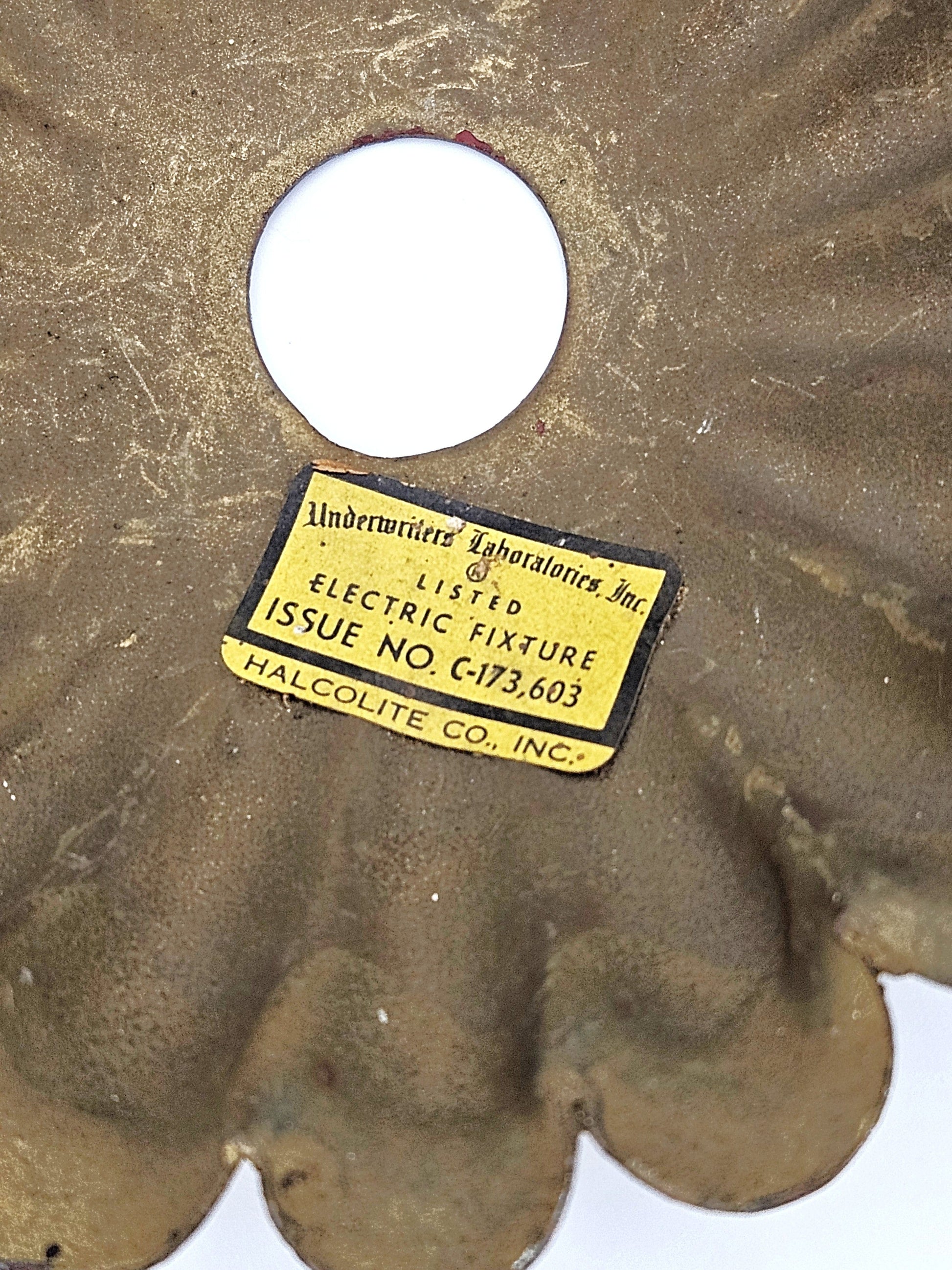 Halcolite Lighting MCM Halcolite Art Deco Brass Lotus Flower Hanging Pendant Light