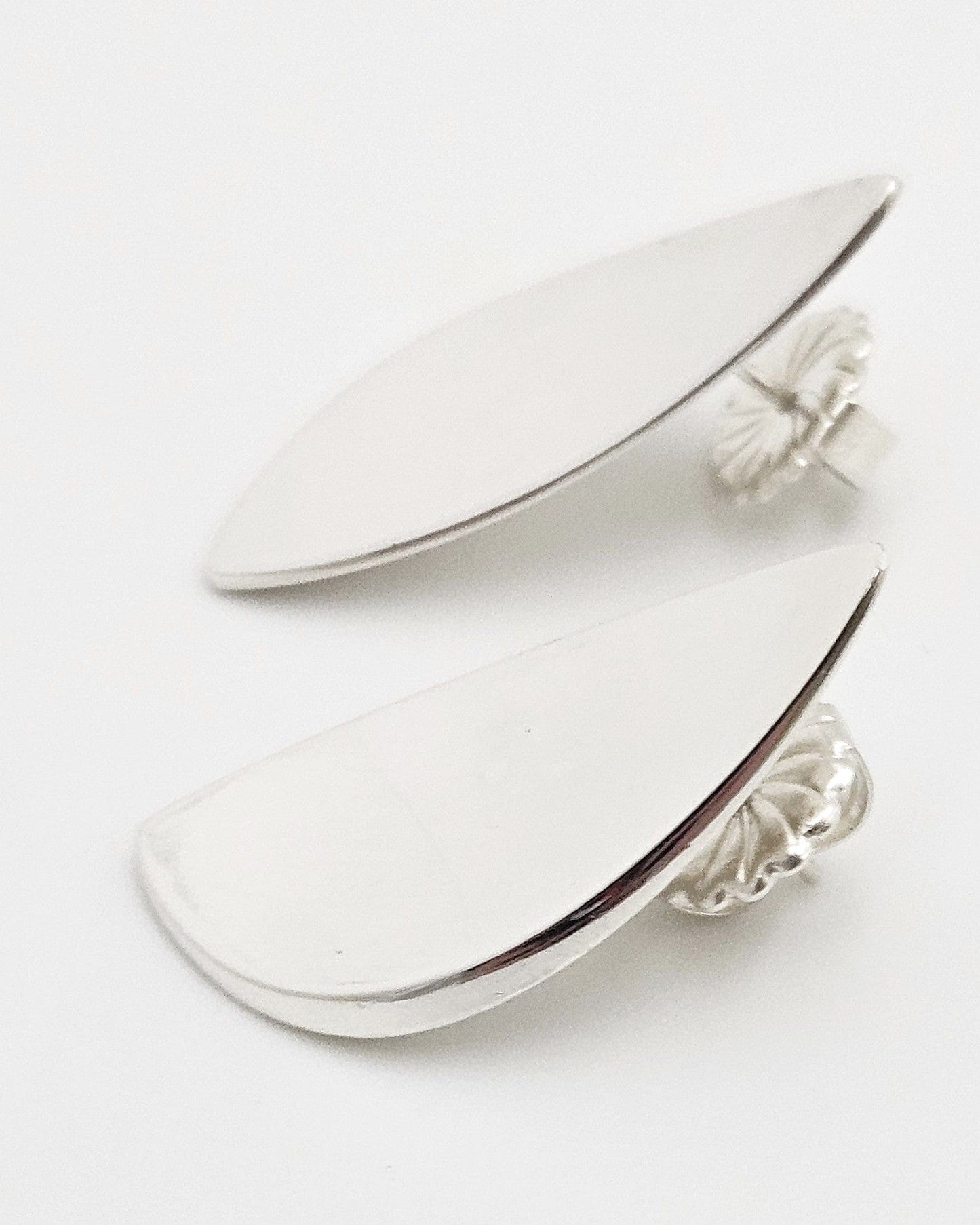 Hans Hansen Jewelry Rare Denmark Designer Hans Hansen Sterling Silver Modernist Earrings 1970's