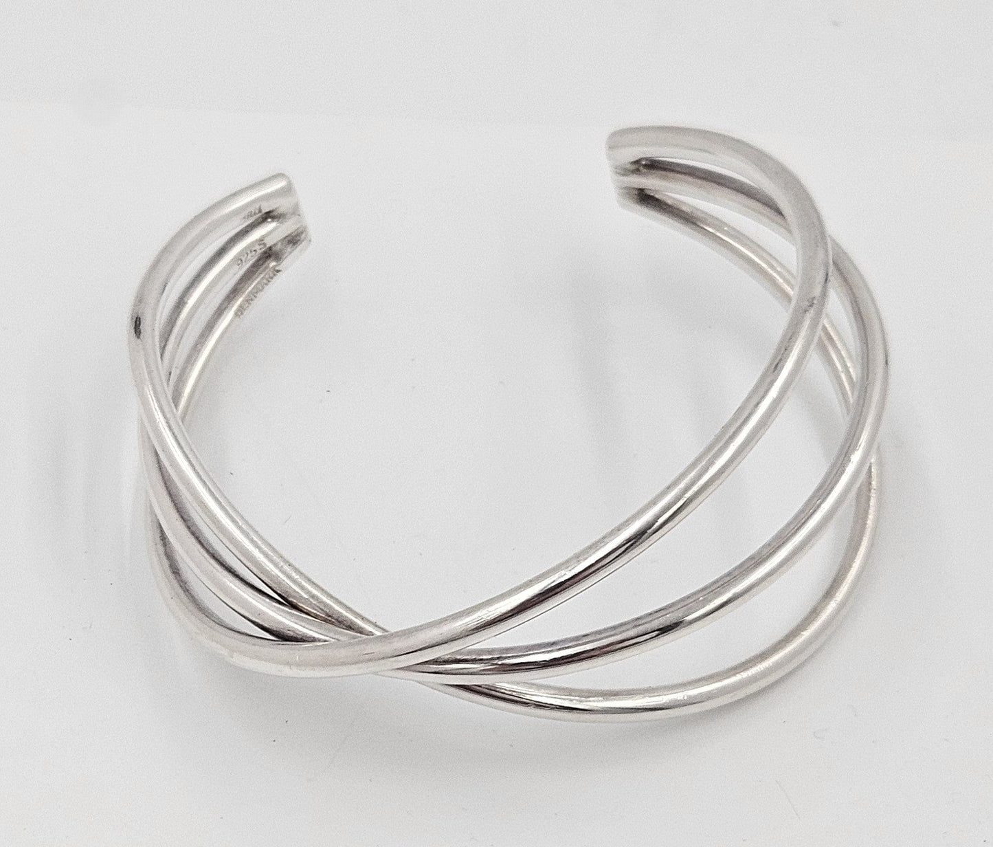 Hans Hansen Jewelry Rare Hans Hansen Denmark Sterling Silver 3 Bar Modernist Cuff Bracelet 1970's