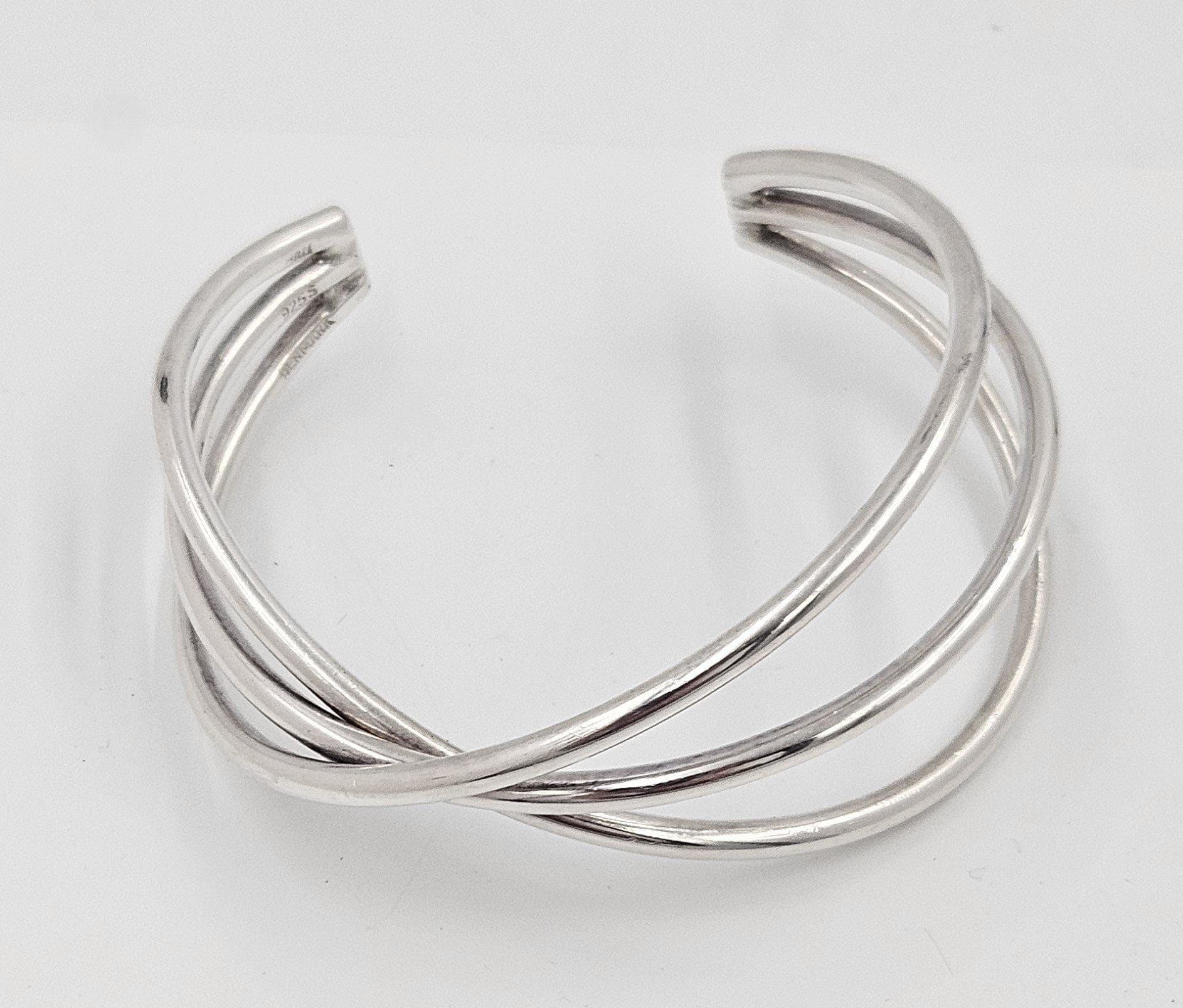 Hans Hansen Jewelry Rare Hans Hansen Denmark Sterling Silver 3 Bar Modernist Cuff Bracelet 1970's