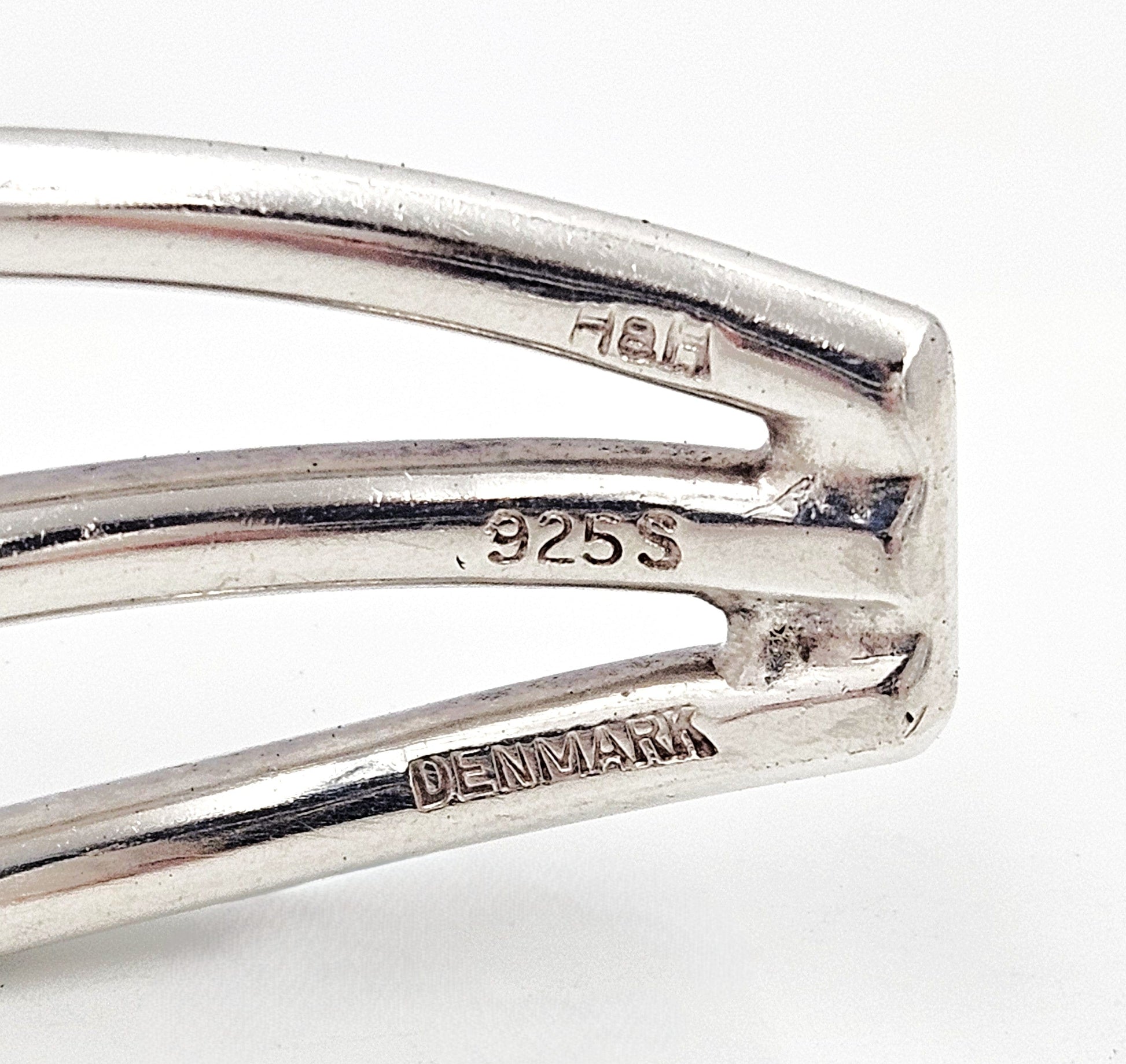 Hans Hansen Jewelry Rare Hans Hansen Denmark Sterling Silver 3 Bar Modernist Cuff Bracelet 1970's
