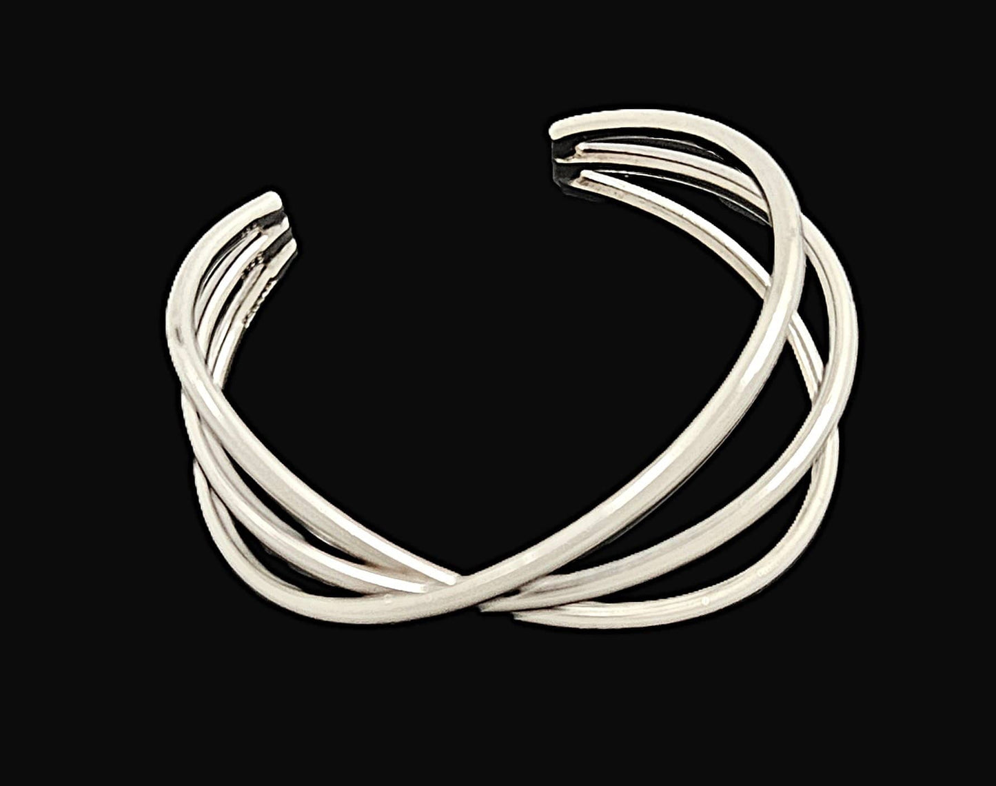 Hans Hansen Jewelry Rare Hans Hansen Denmark Sterling Silver 3 Bar Modernist Cuff Bracelet 1970's