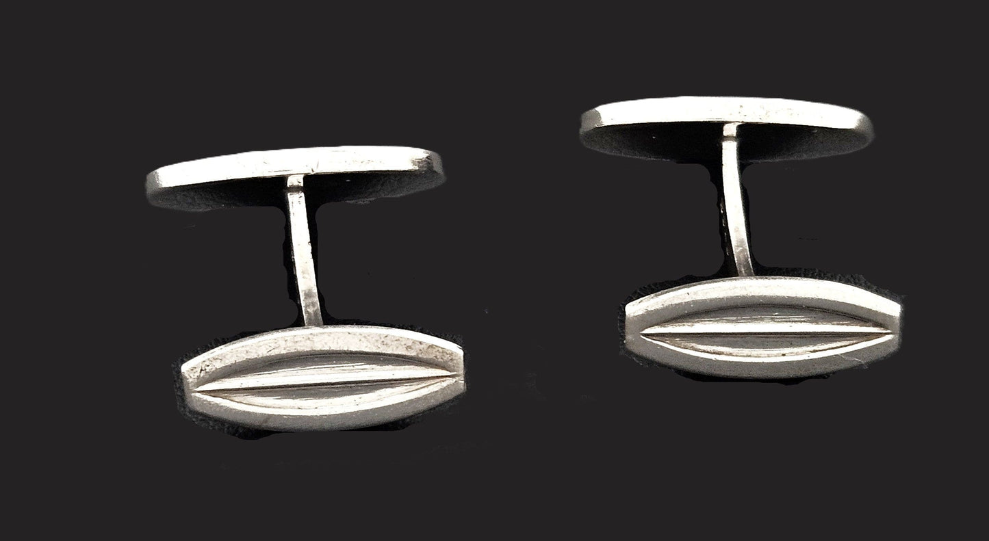 Hans Hansen Jewelry Superb Hans Hansen Denmark Sterling Enamel Modernist Cufflinks #636E 1970s