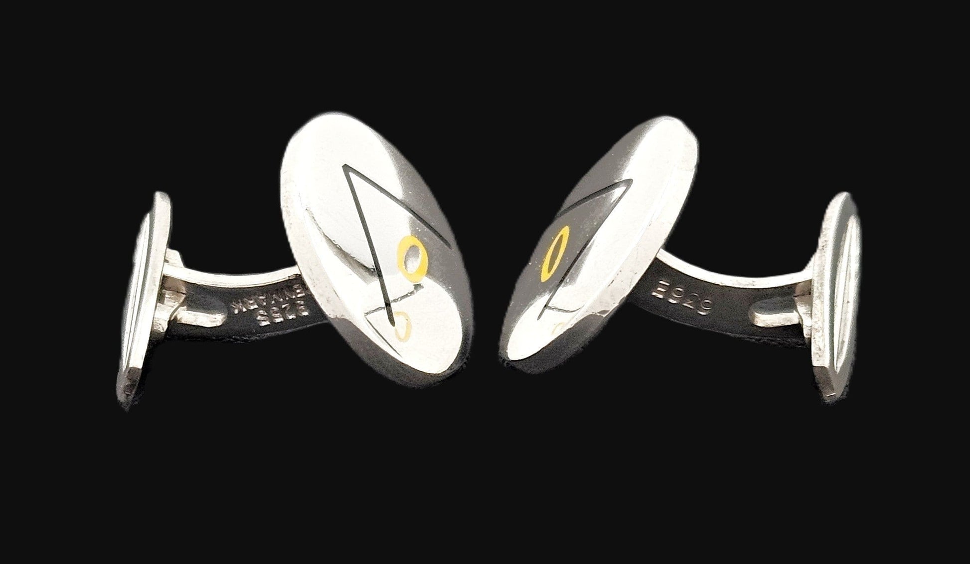 Hans Hansen Jewelry Superb Hans Hansen Denmark Sterling Enamel Modernist Cufflinks #636E 1970s