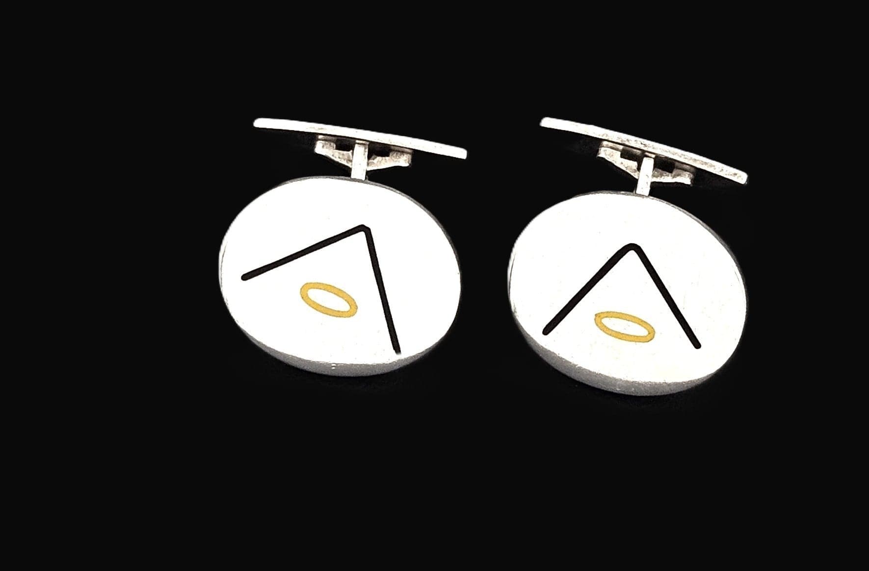 Hans Hansen Jewelry Superb Hans Hansen Denmark Sterling Enamel Modernist Cufflinks #636E 1970s