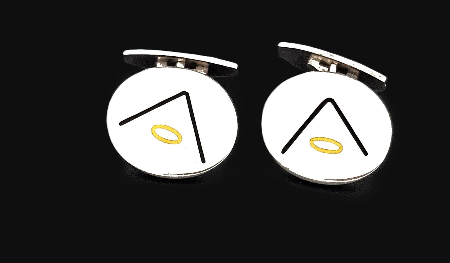 Hans Hansen Jewelry Superb Hans Hansen Denmark Sterling Enamel Modernist Cufflinks #636E 1970s
