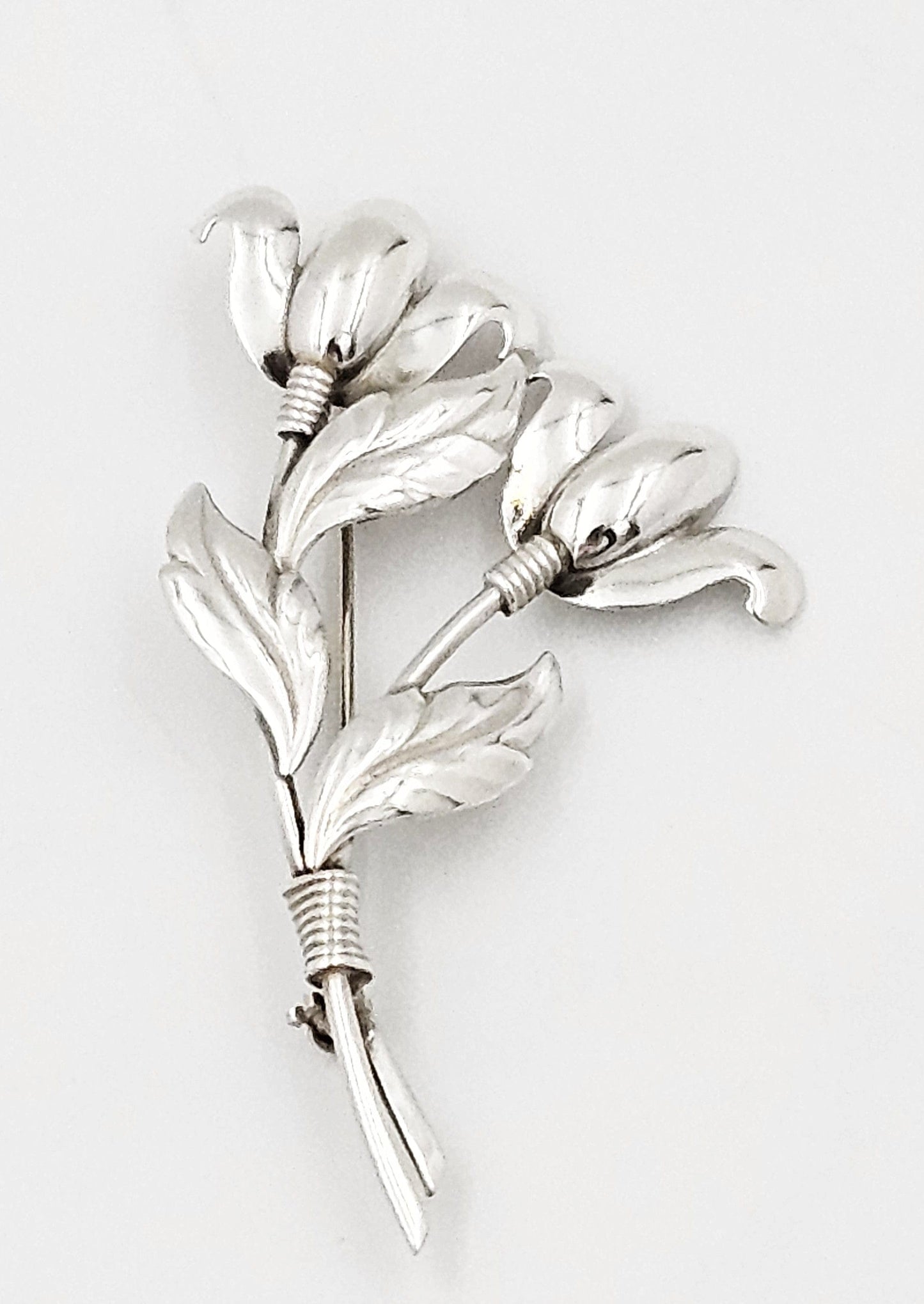 Hermann Siersbol Jewelry Hermann Siersbol Denmark Sterling Large Art Deco Flower Brooch 1950s