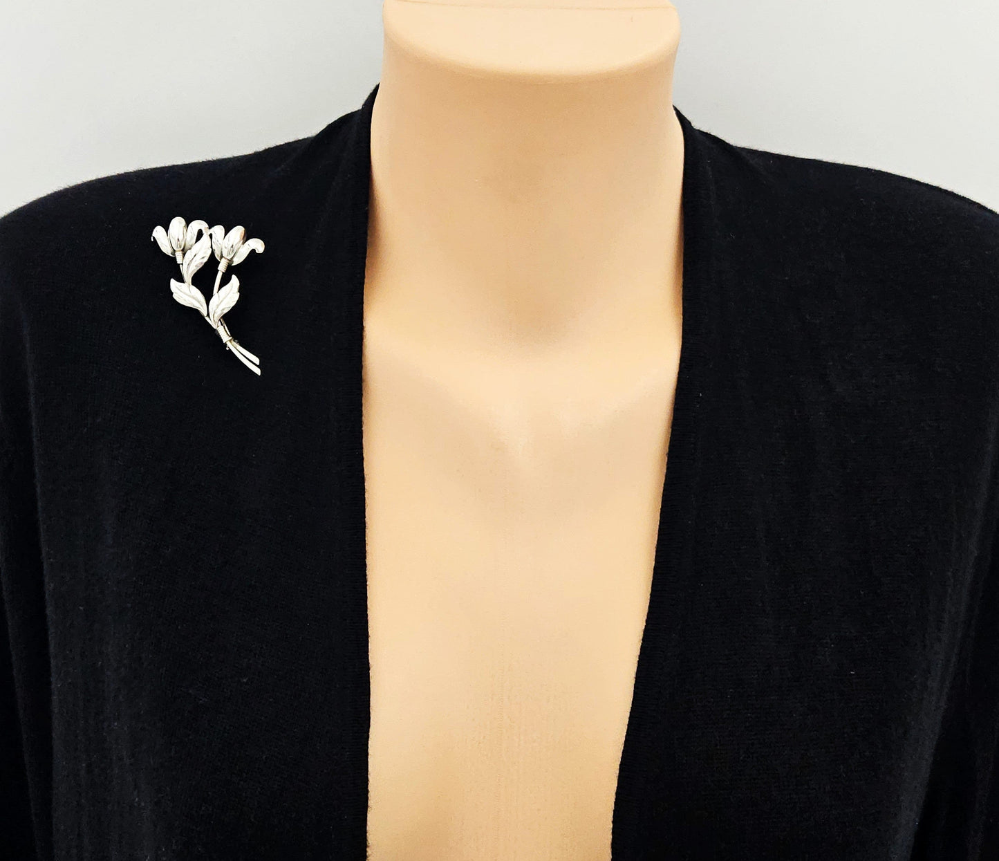 Hermann Siersbol Jewelry Hermann Siersbol Denmark Sterling Large Art Deco Flower Brooch 1950s