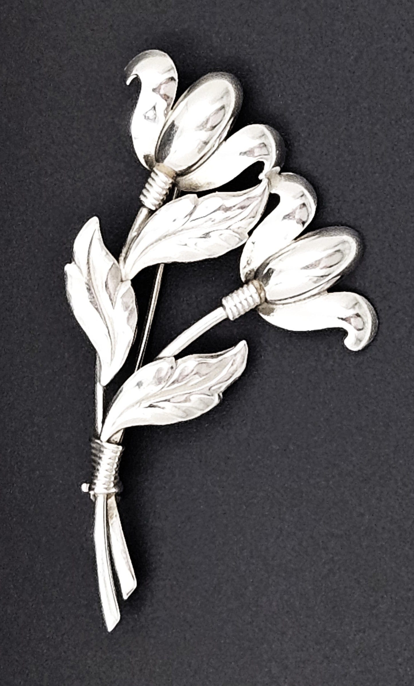 Hermann Siersbol Jewelry Hermann Siersbol Denmark Sterling Large Art Deco Flower Brooch 1950s