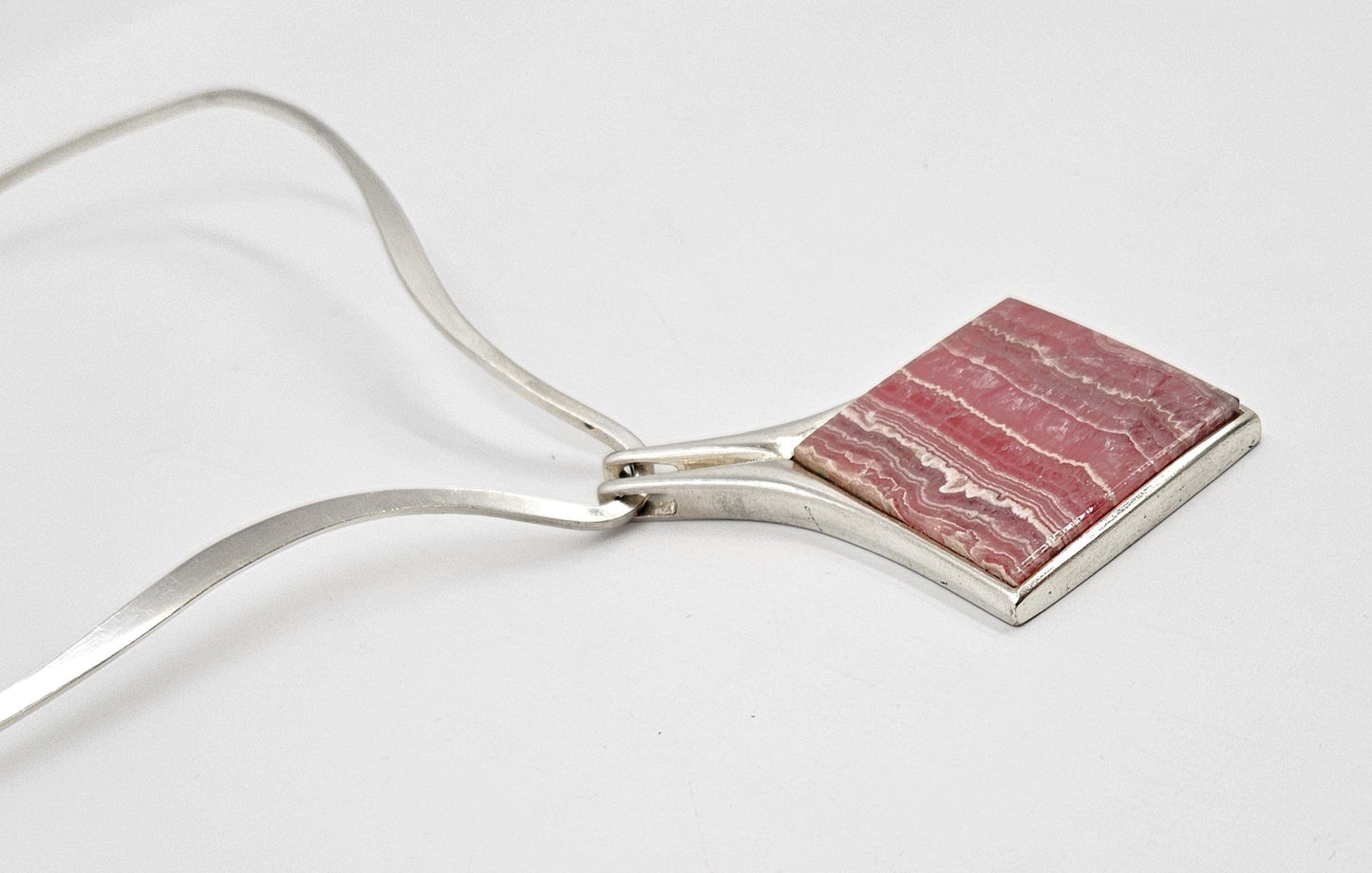 HH Sterling Jewelry HH Sterling Silver Collar Necklace With Silver And Pink Gemstone Pendant