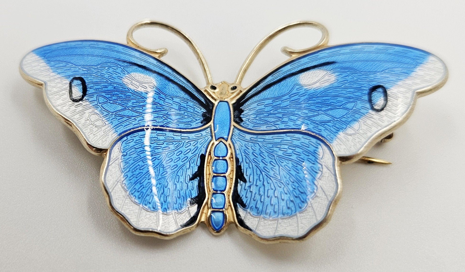 Hroar Prydz Jewelry Norway Designer Hroar Prydz Sterling Guillouche Enamel Butterfly Brooch 20s/30s