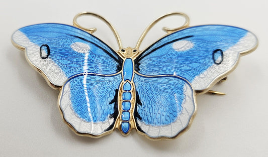 Hroar Prydz Jewelry Norway Designer Hroar Prydz Sterling Guillouche Enamel Butterfly Brooch 20s/30s