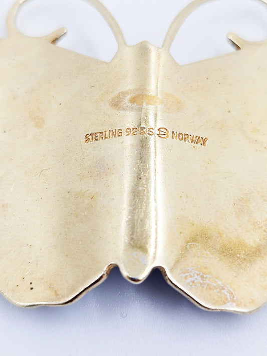 Hroar Prydz Jewelry Norway Designer Hroar Prydz Sterling Guillouche Enamel Butterfly Brooch 20s/30s