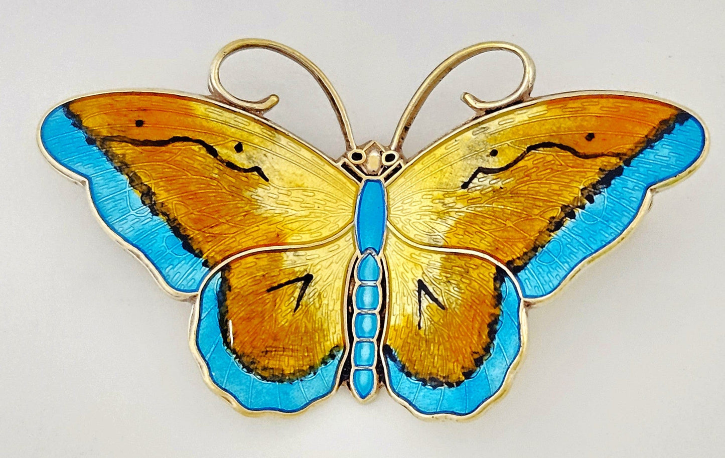 Hroar Prydz Jewelry Rare Jens E Jensen Hroar Prydz Norway Sterling Enamel Butterfly Brooch 20/30s
