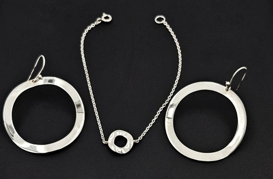 Ippolita Jewelry Retired Designer Ippolita Italy Sterling Modernist Bracelet & Earrings Set
