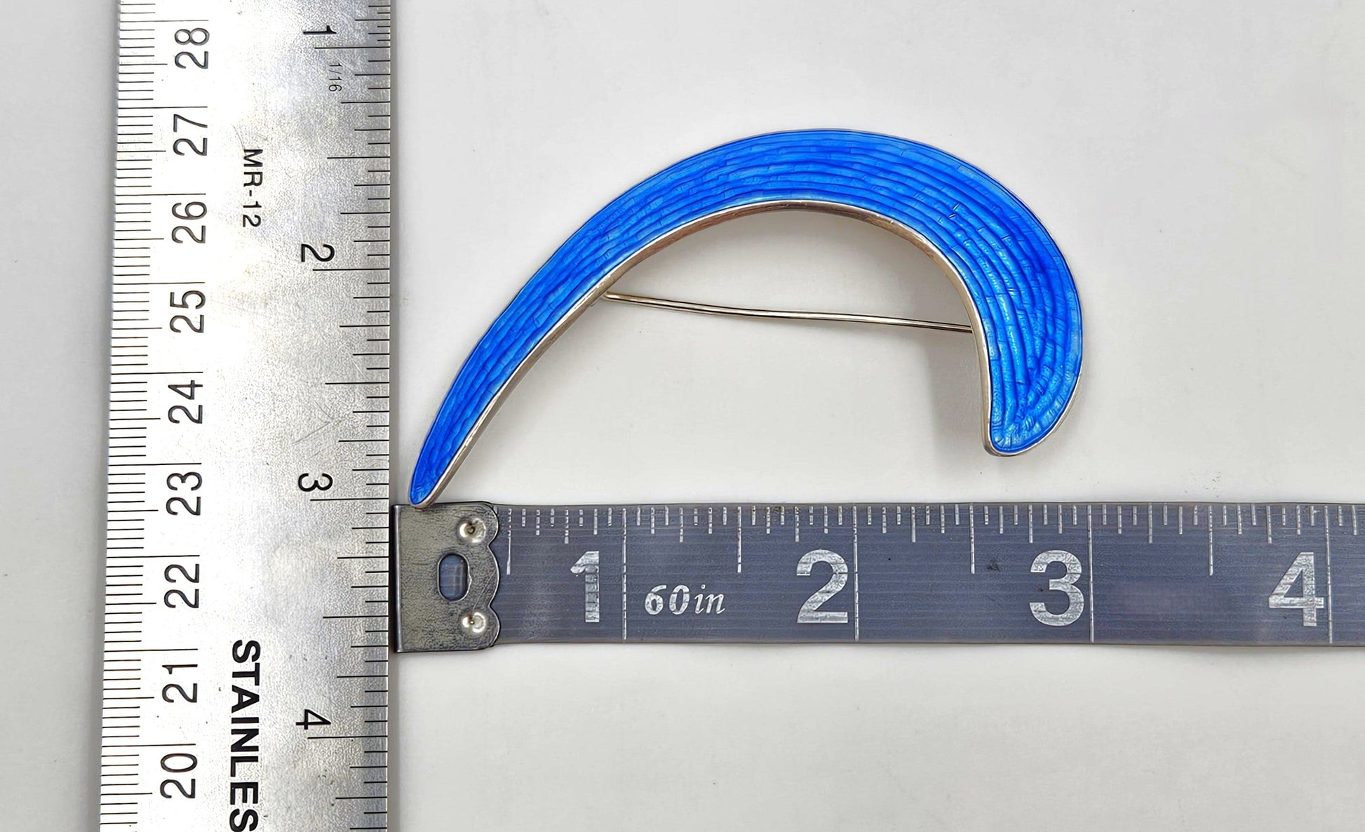 J Tostrup Jewelry Jacob Tostrup Norwegian Sterling Silver Blue Enamel Modernist Brooch Pin