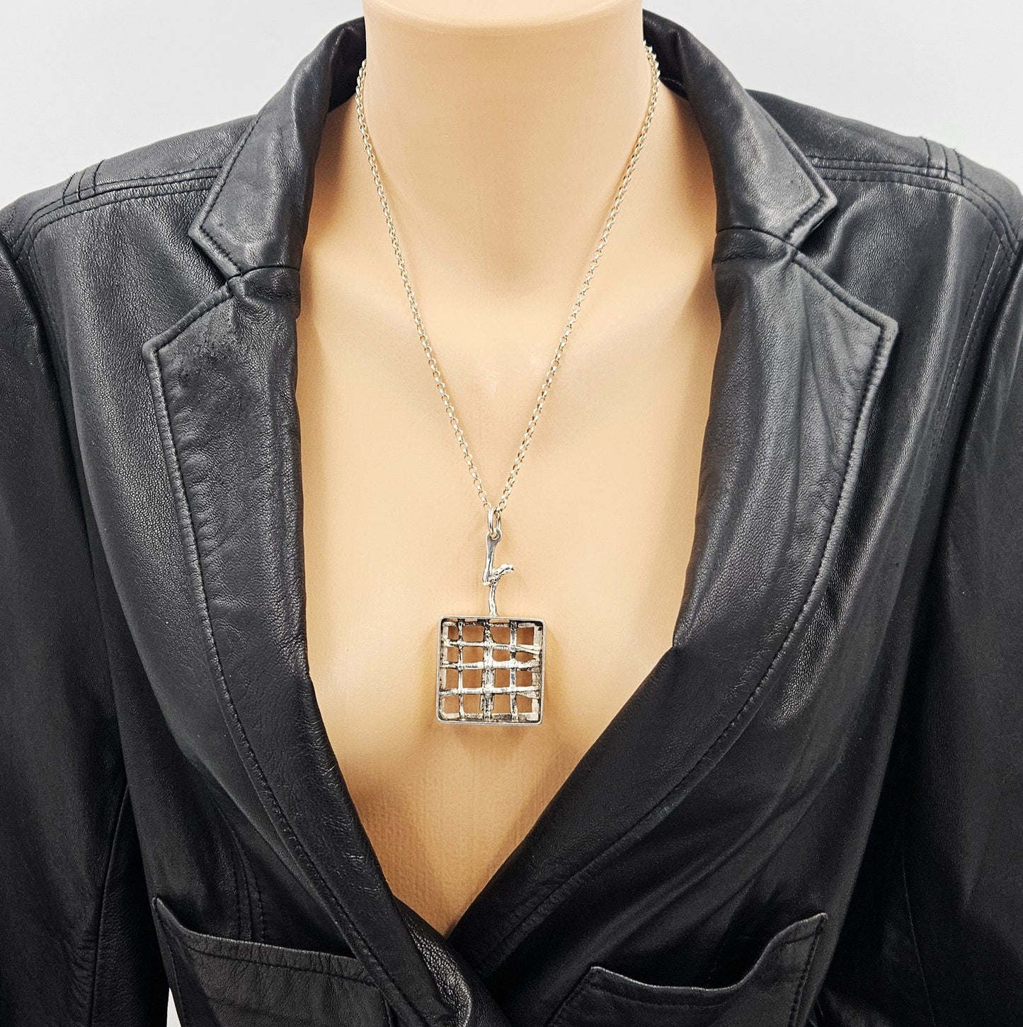 Jens Gudjonsson Jewelry Rare Jens Guðjónsson Iceland Sterling Brutalist XL Pendant Necklace 1960/70s