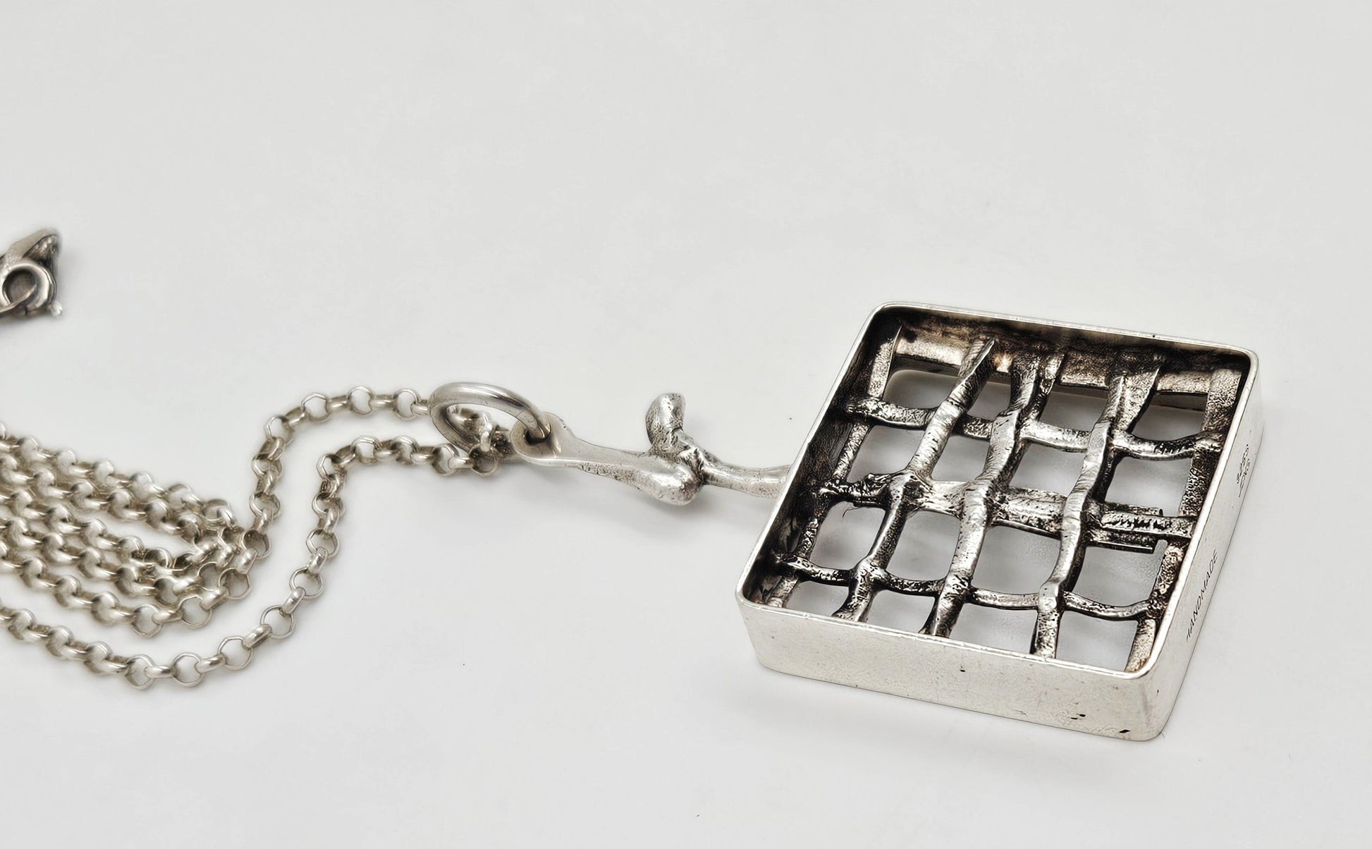 Jens Gudjonsson Jewelry Rare Jens Guðjónsson Iceland Sterling Brutalist XL Pendant Necklace 1960/70s