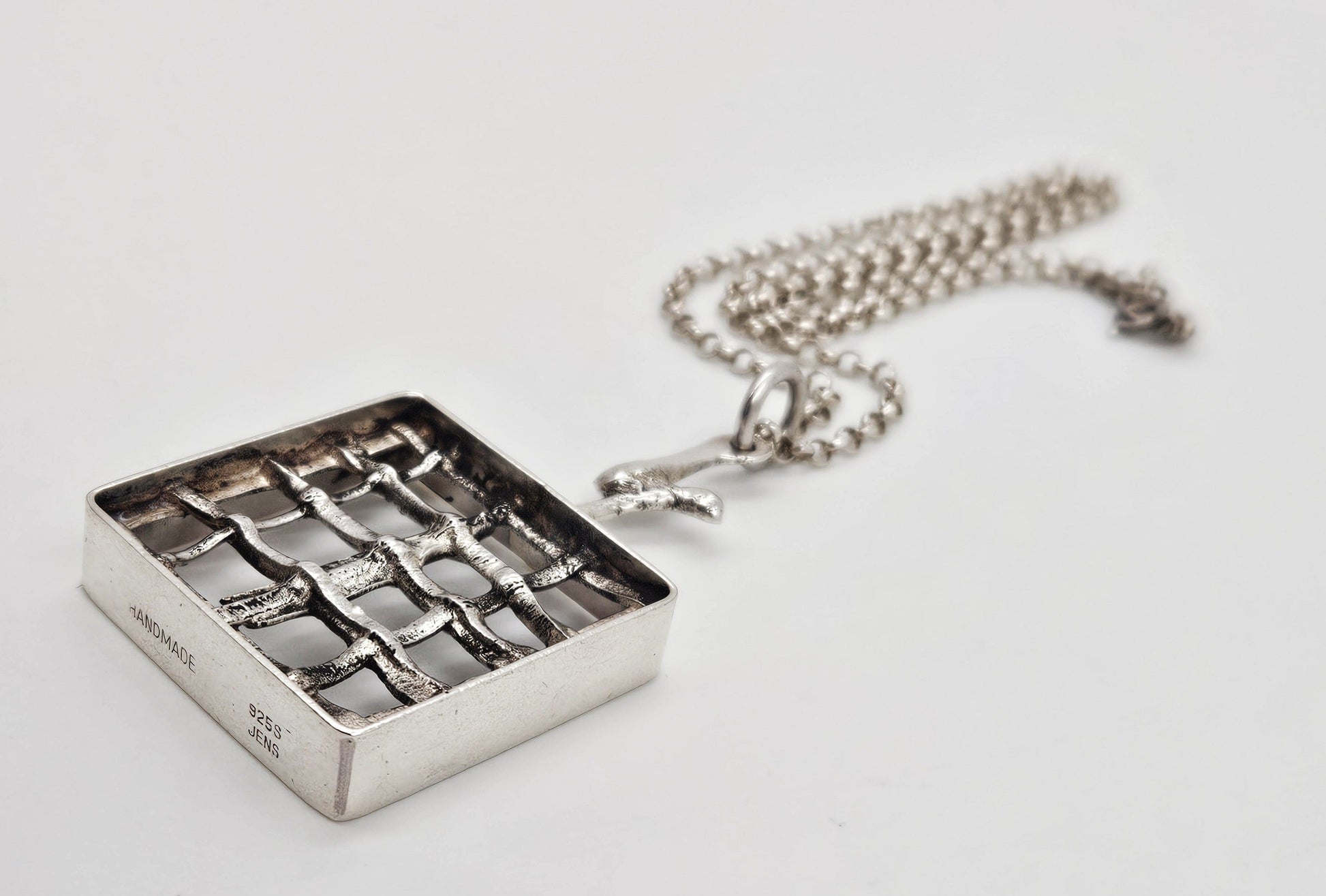 Jens Gudjonsson Jewelry Rare Jens Guðjónsson Iceland Sterling Brutalist XL Pendant Necklace 1960/70s