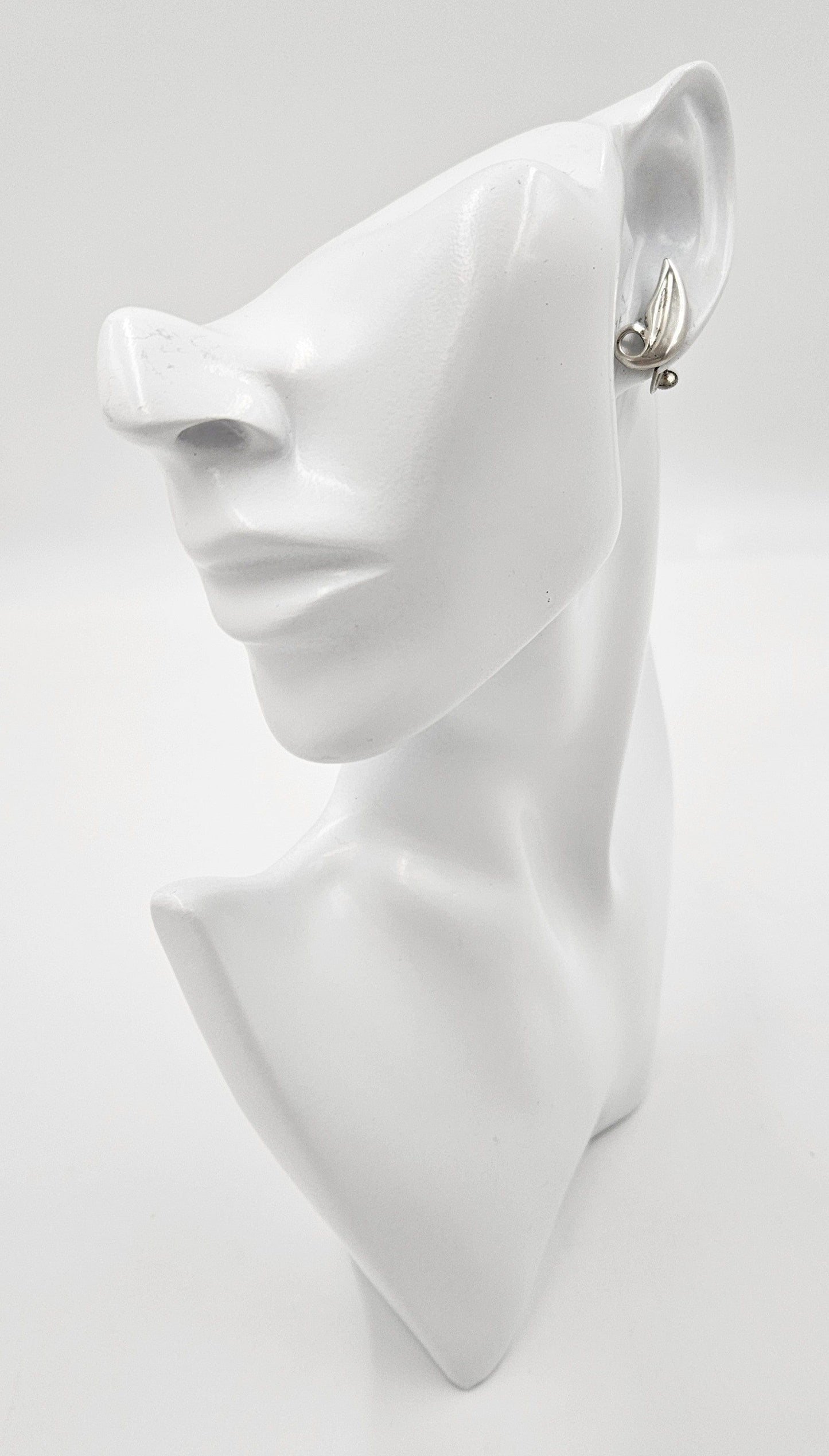 Joan Polsdorfer Jewelry Rare JoPoL for Georg Jensen Modernist Sterling Leaves Earrings #117 Circa 1940's