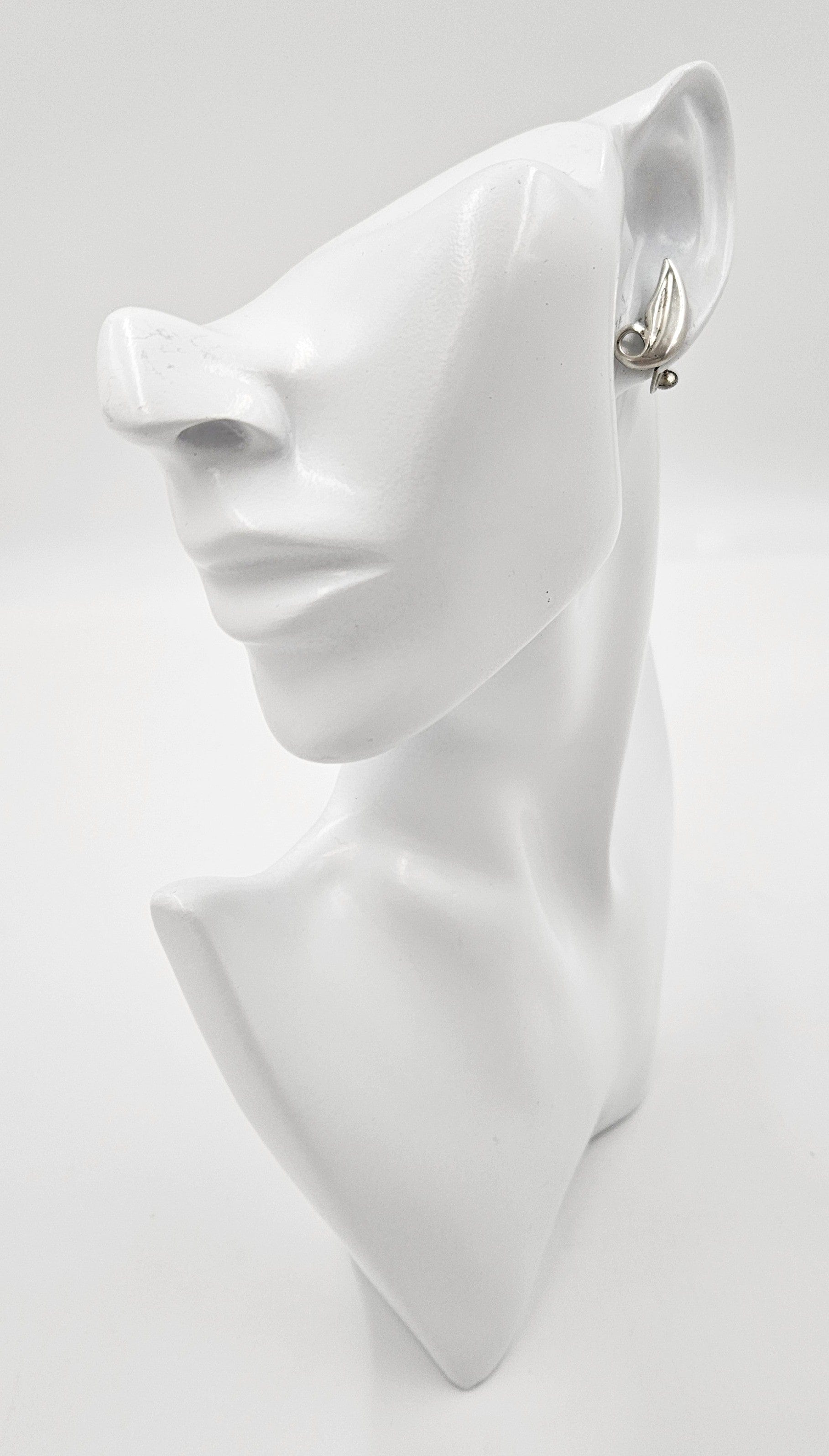 Joan Polsdorfer Jewelry Rare JoPoL for Georg Jensen Modernist Sterling Leaves Earrings #117 Circa 1940's