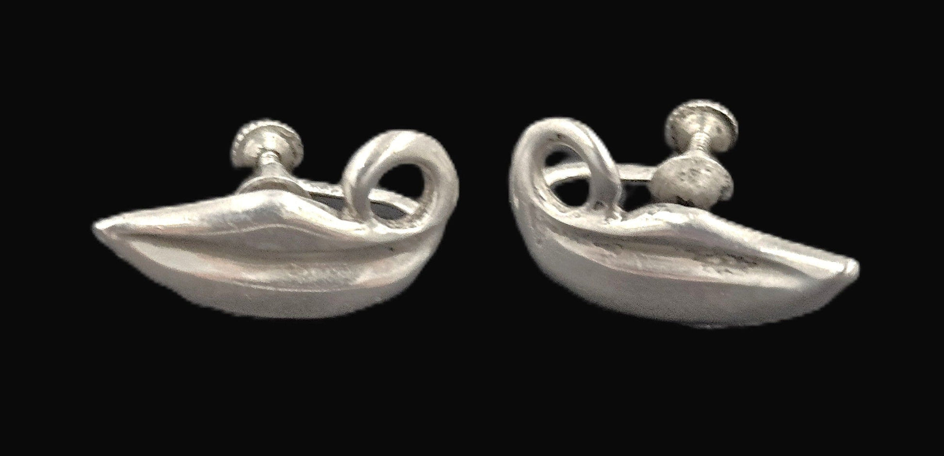 Joan Polsdorfer Jewelry Rare JoPoL for Georg Jensen Modernist Sterling Leaves Earrings #117 Circa 1940's