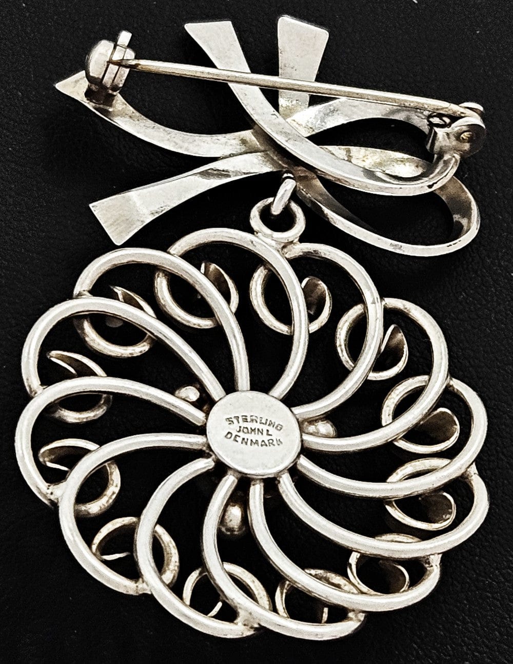 John Lauritzen Jewelry Denmark Designer John Lauritzen Sterling Large Bows Flower Brooch C. 1960s