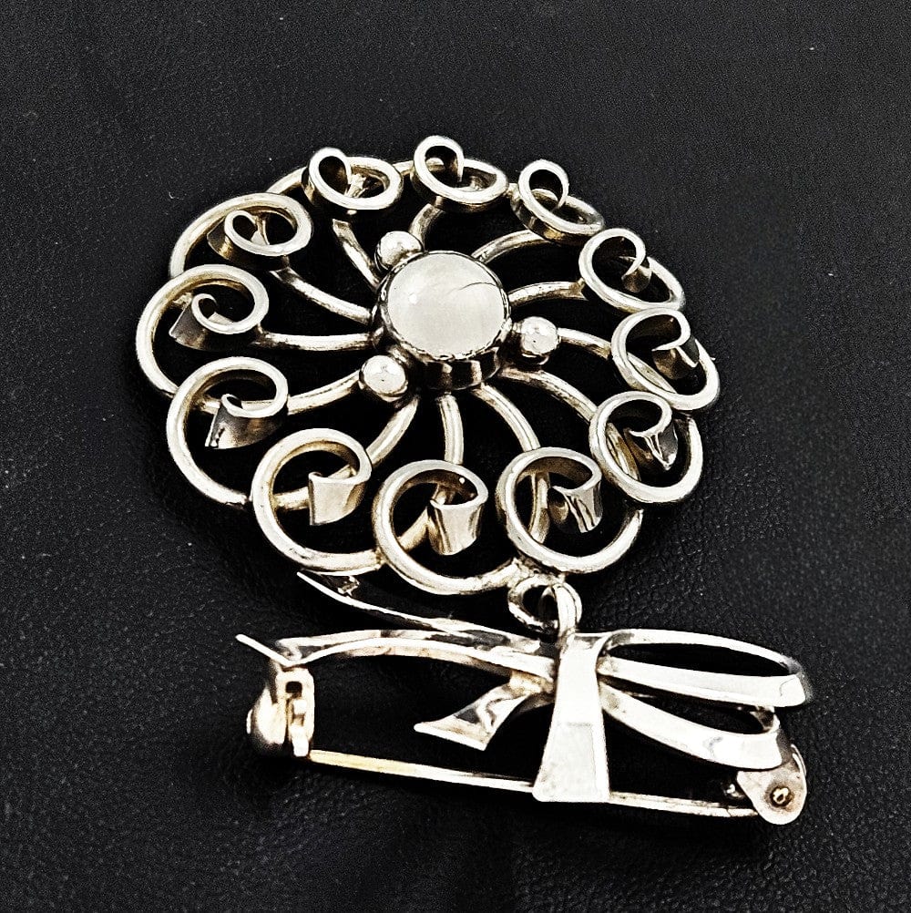 John Lauritzen Jewelry Denmark Designer John Lauritzen Sterling Large Bows Flower Brooch C. 1960s