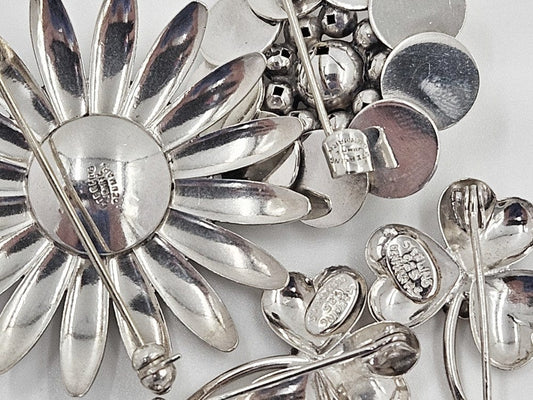 John Lauritzen Jewelry Denmark Designer John Lauritzen Sterling Large Daisy Flower Brooch C. 1960s