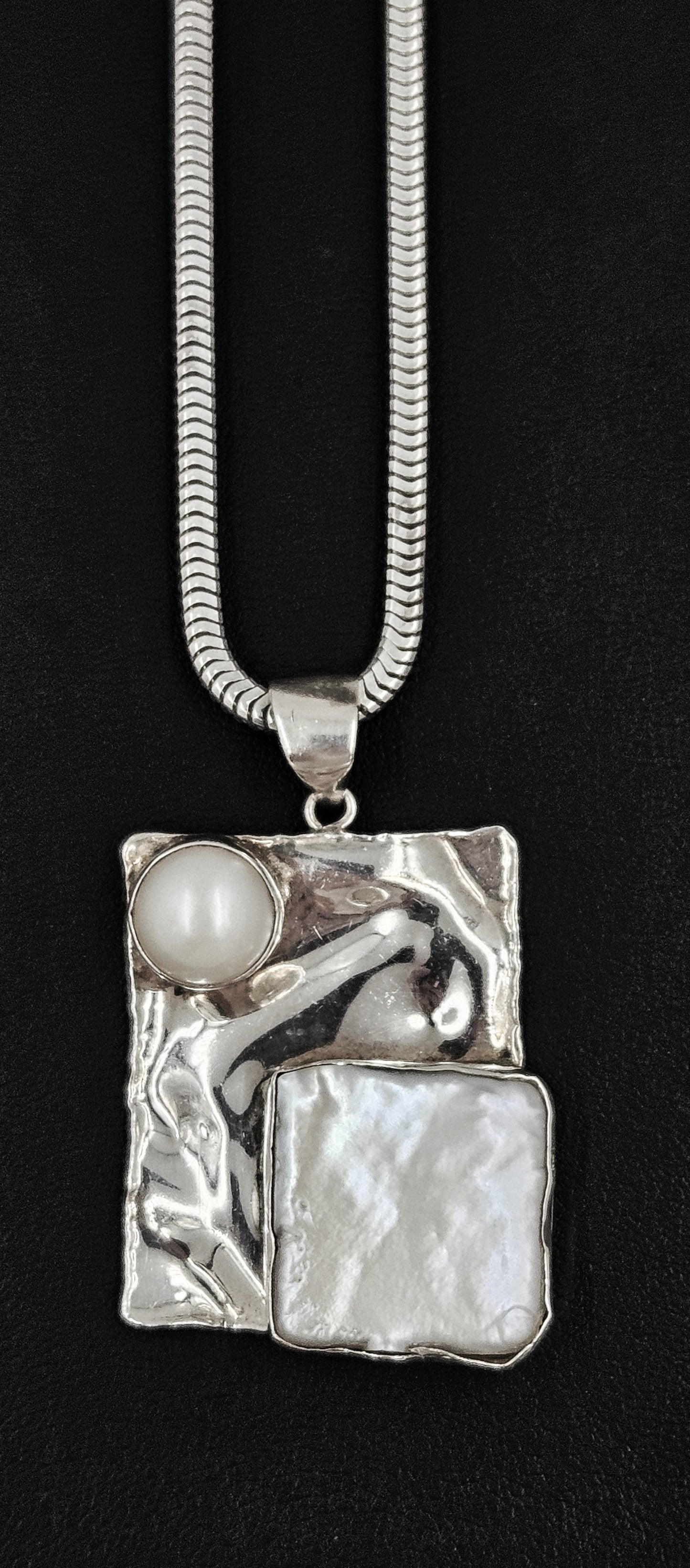 Julie Sandlau Jewelry Vintage/Retired Denmark Julie Sandlau Modernist Sterling Mabe Pearl Necklace