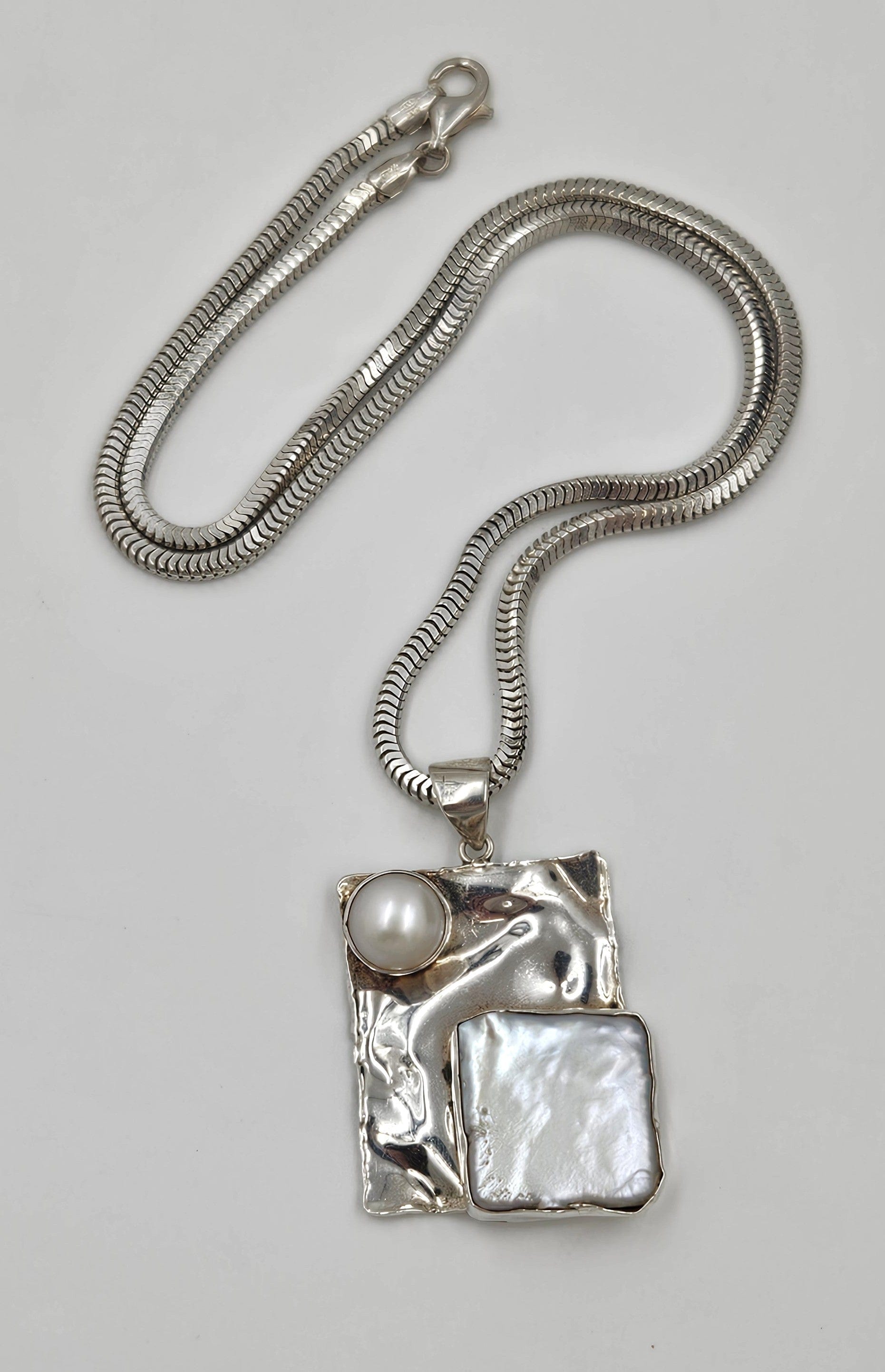 Julie Sandlau Jewelry Vintage/Retired Denmark Julie Sandlau Modernist Sterling Mabe Pearl Necklace