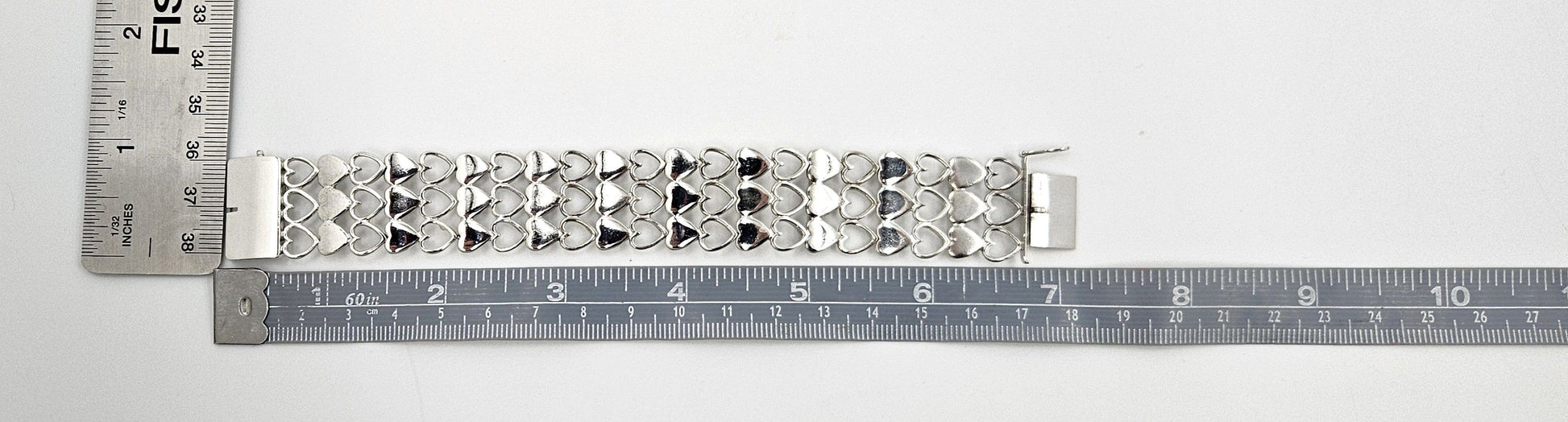 Just Andersen Denmark Jewelry Rare Just Andersen Just A Denmark Sterling Hearts Panel Link Bracelet C. 1940s