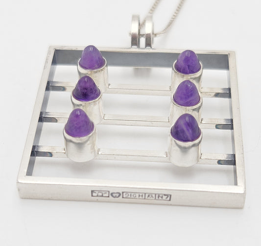 Kupittaan Kulta Jewelry Kupittaan Kulta Finland Modernist Sterling Amethyst Statement Necklace 1966