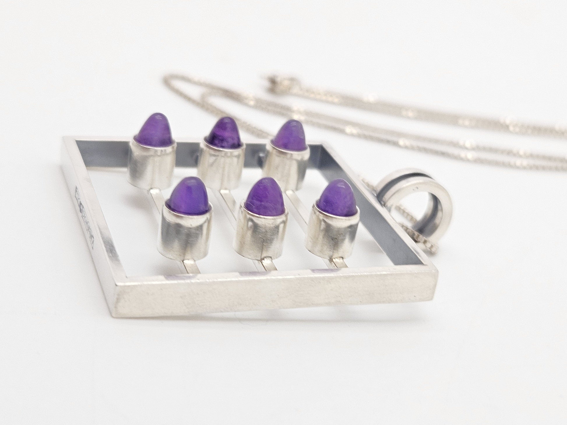 Kupittaan Kulta Jewelry Kupittaan Kulta Finland Modernist Sterling Amethyst Statement Necklace 1966