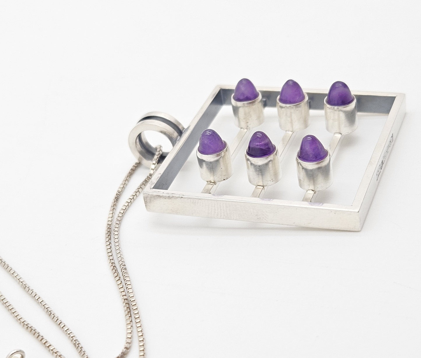 Kupittaan Kulta Jewelry Kupittaan Kulta Finland Modernist Sterling Amethyst Statement Necklace 1966