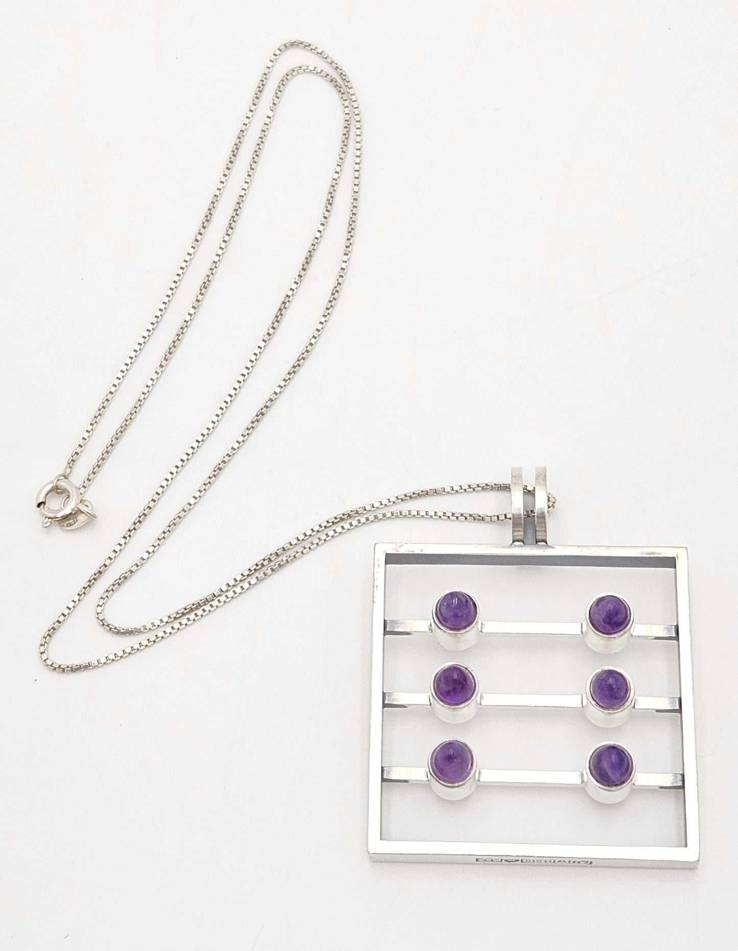 Kupittaan Kulta Jewelry Kupittaan Kulta Finland Modernist Sterling Amethyst Statement Necklace 1966