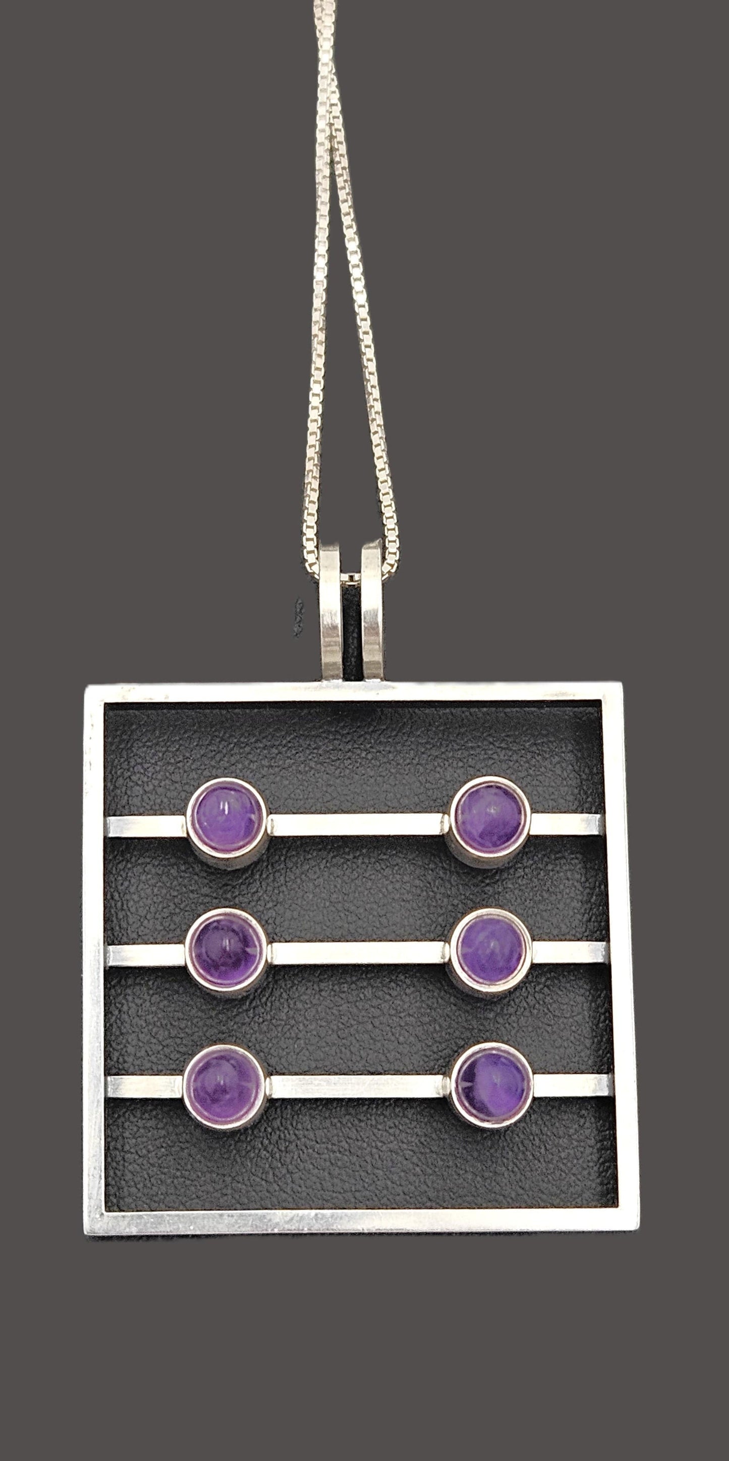 Kupittaan Kulta Jewelry Kupittaan Kulta Finland Modernist Sterling Amethyst Statement Necklace 1966