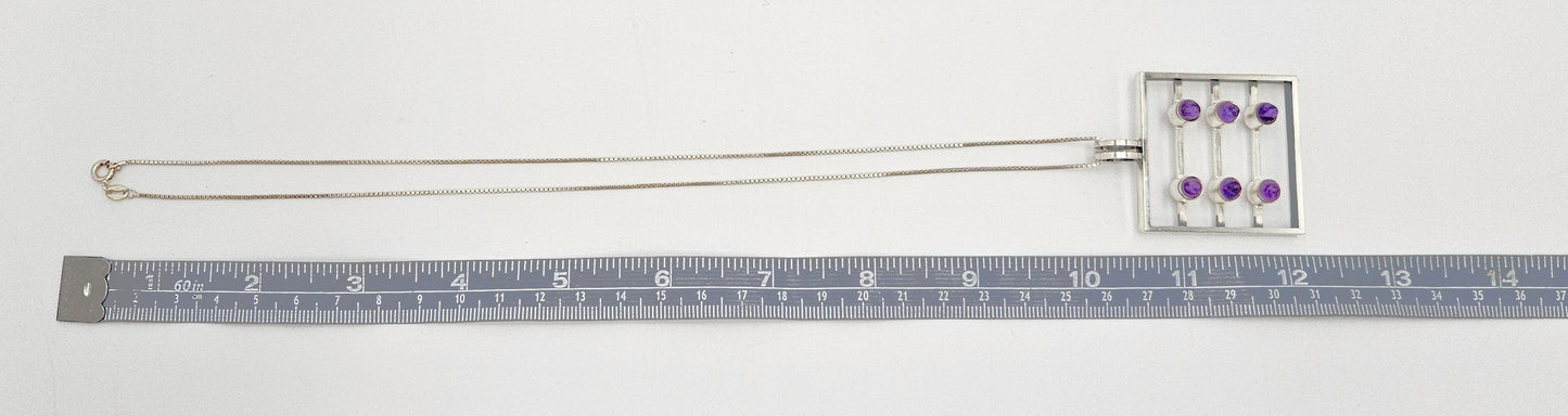 Kupittaan Kulta Jewelry Kupittaan Kulta Finland Modernist Sterling Amethyst Statement Necklace 1966