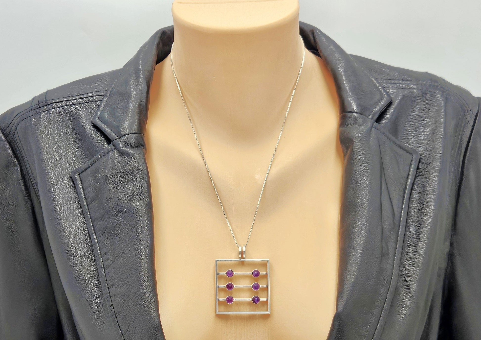 Kupittaan Kulta Jewelry Kupittaan Kulta Finland Modernist Sterling Amethyst Statement Necklace 1966