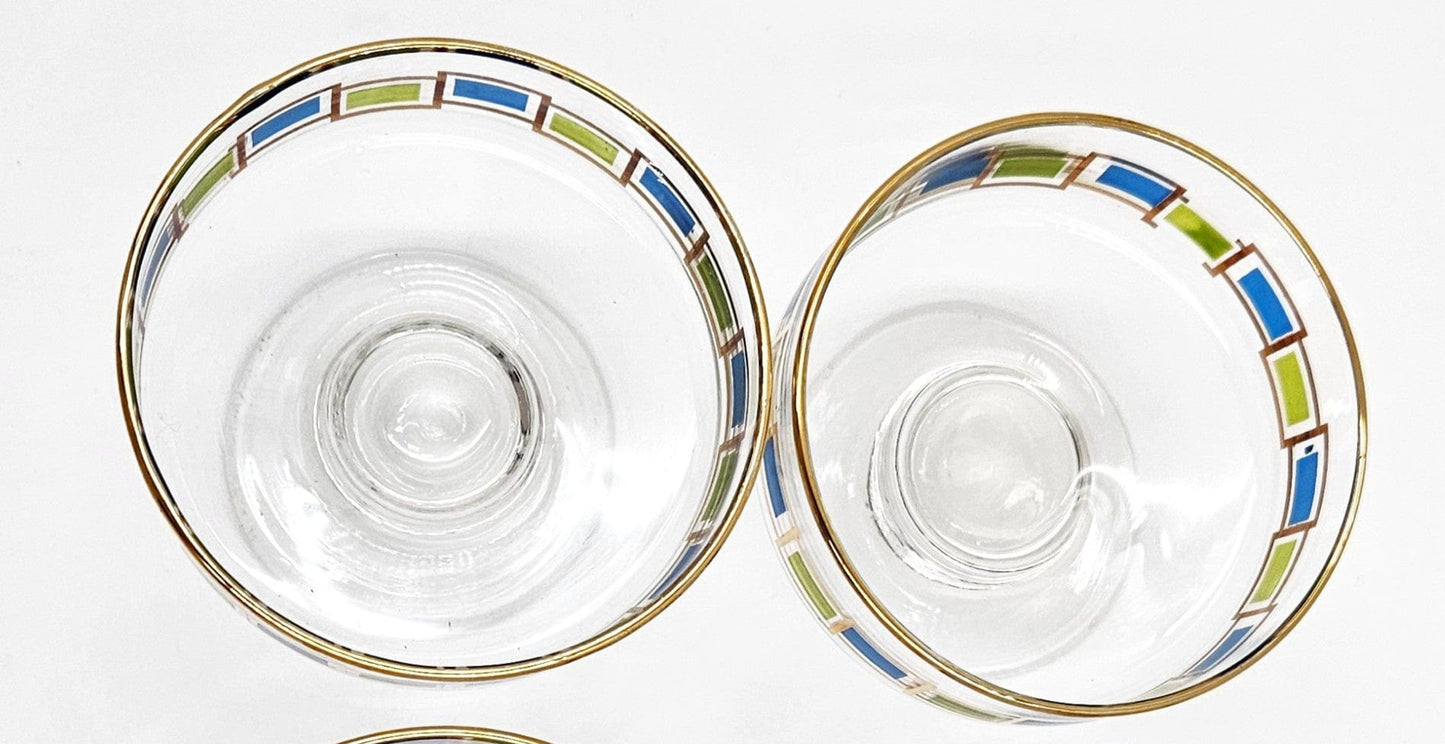 Libbey Serveware MCM Libbey Nordic Pattern Set/2 Footed Sherbet Bowls Barware Coupes 1950's