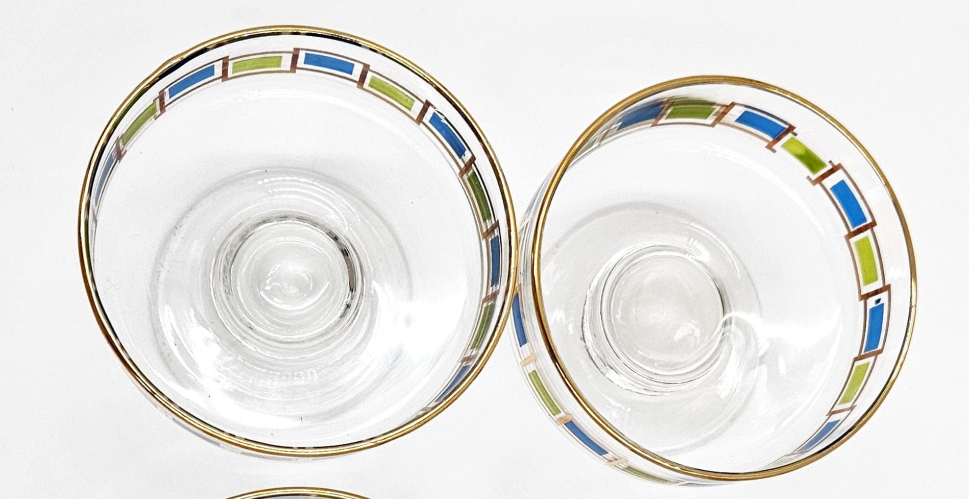 Libbey Serveware MCM Libbey Nordic Pattern Set/2 Footed Sherbet Bowls Barware Coupes 1950's