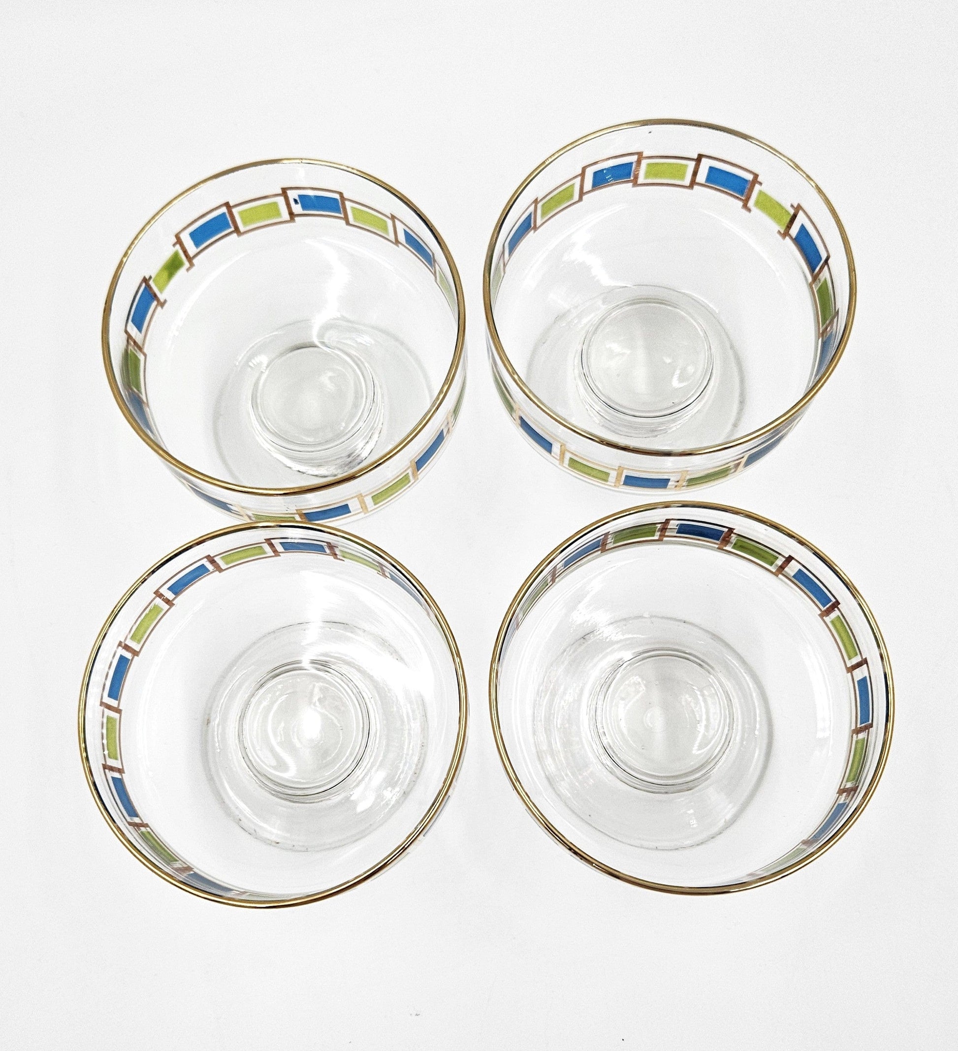 Libbey Serveware MCM Libbey Nordic Pattern Set 4 Footed Sherbet Bowls Barware Coupes 1950's