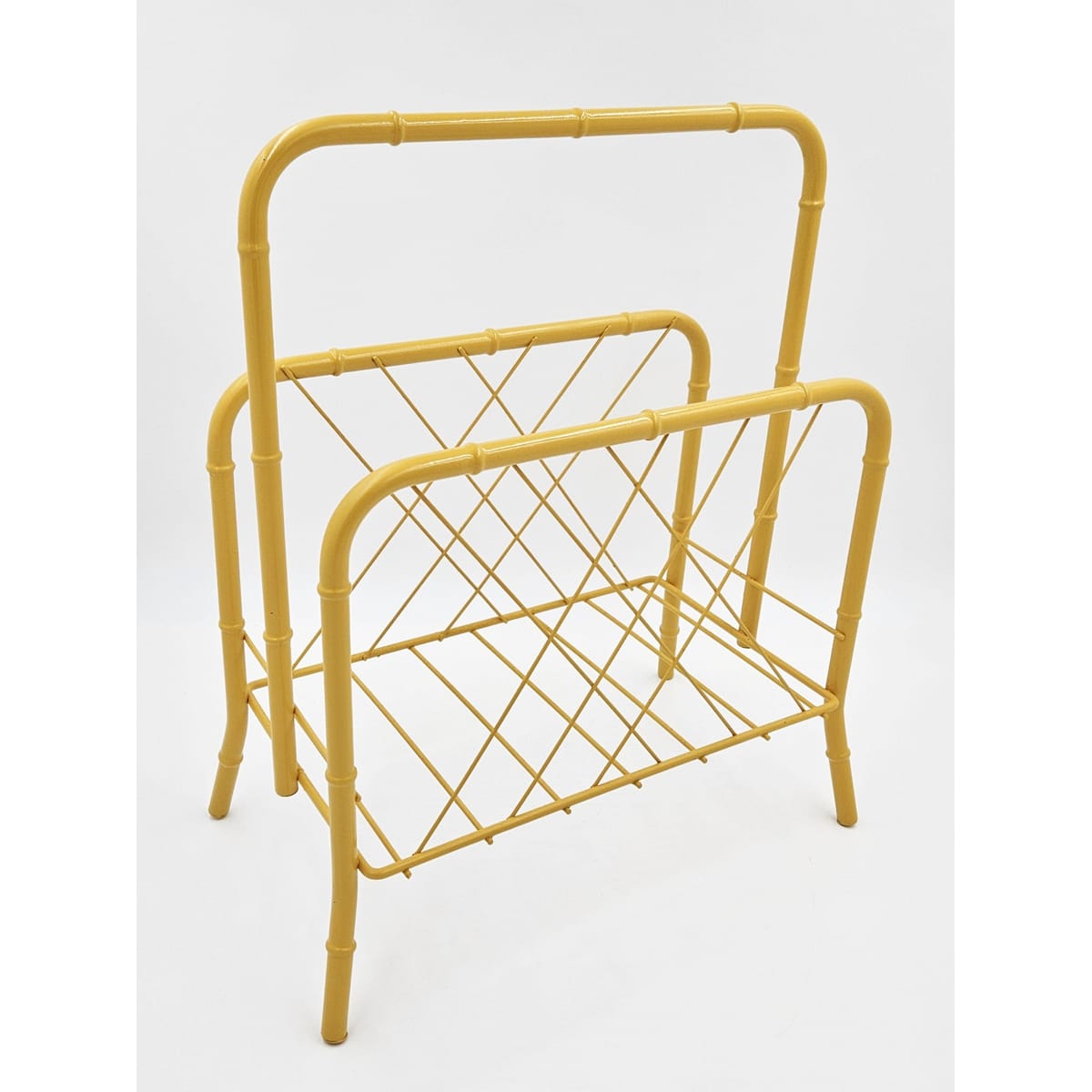 Restored Faux Bois Bamboo Tuscan Sun Yellow Album LPs Magazine Rack 19 ...
