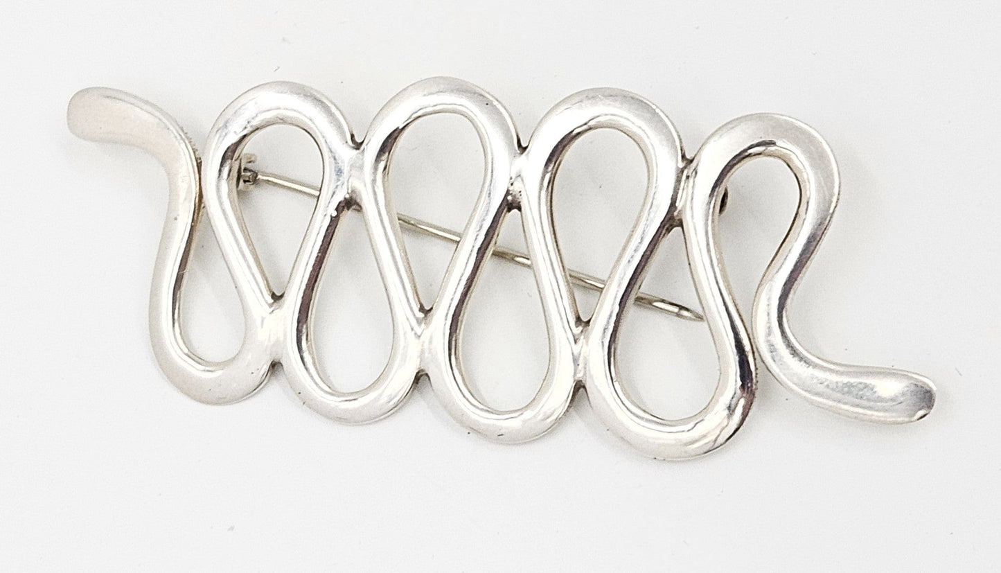 MCM Sterling Artisan Brooch Jewelry 925 Silver Abstract Mod Brooch
