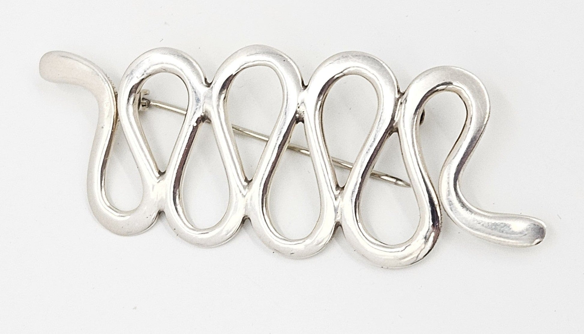 MCM Sterling Artisan Brooch Jewelry 925 Silver Abstract Mod Brooch