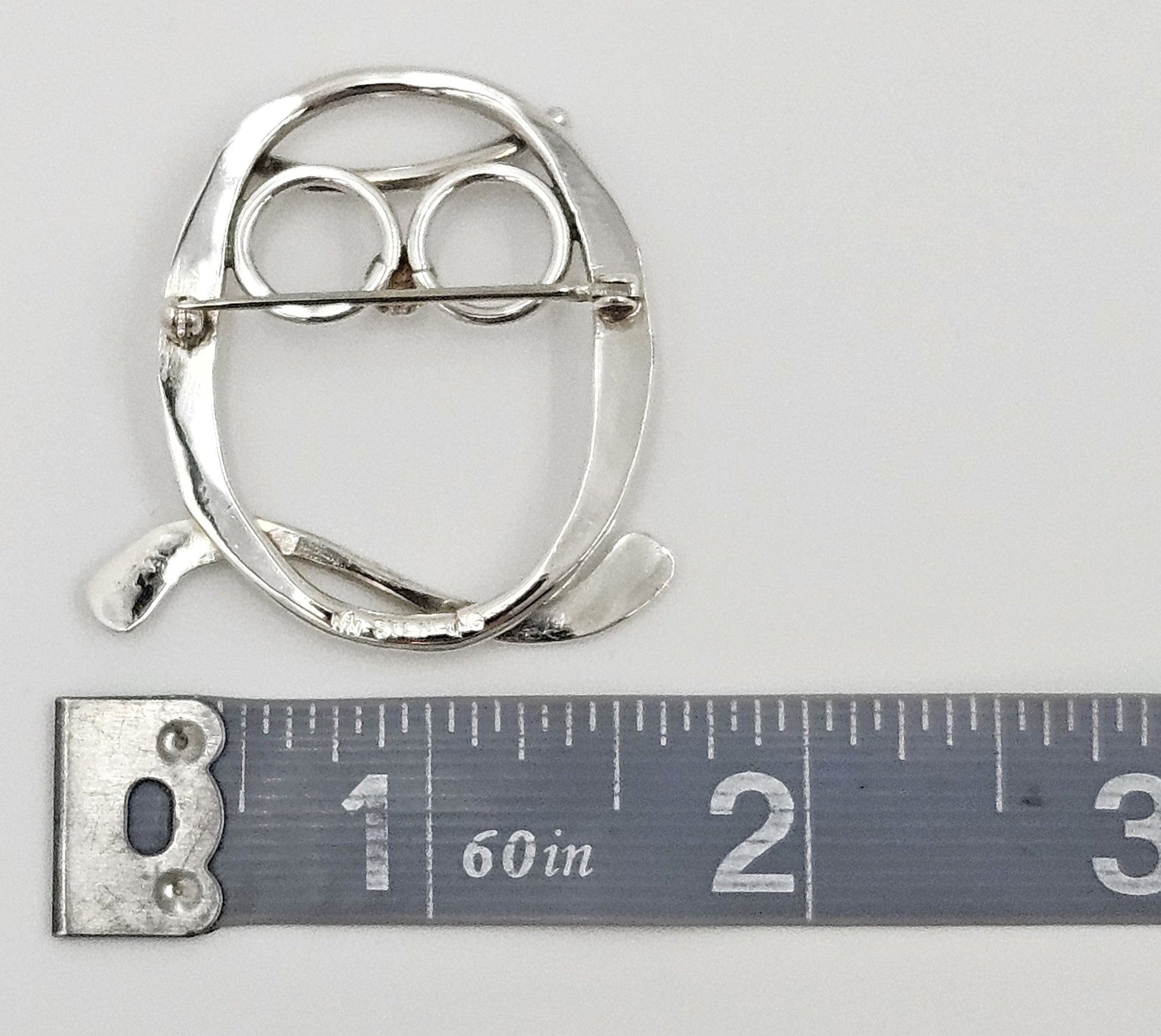MCM Sterling Artisan Brooch Jewelry MCM Modernist Sterling Silver Owl with Glasses Brooch