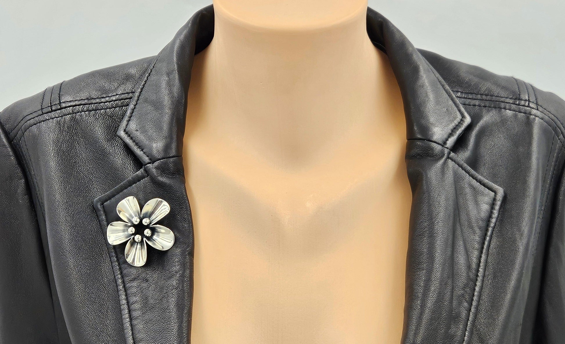 Niels Erik From Jewelry Danish NE From Sterling Modernist Flowers Demi Parure Set C. 1950s