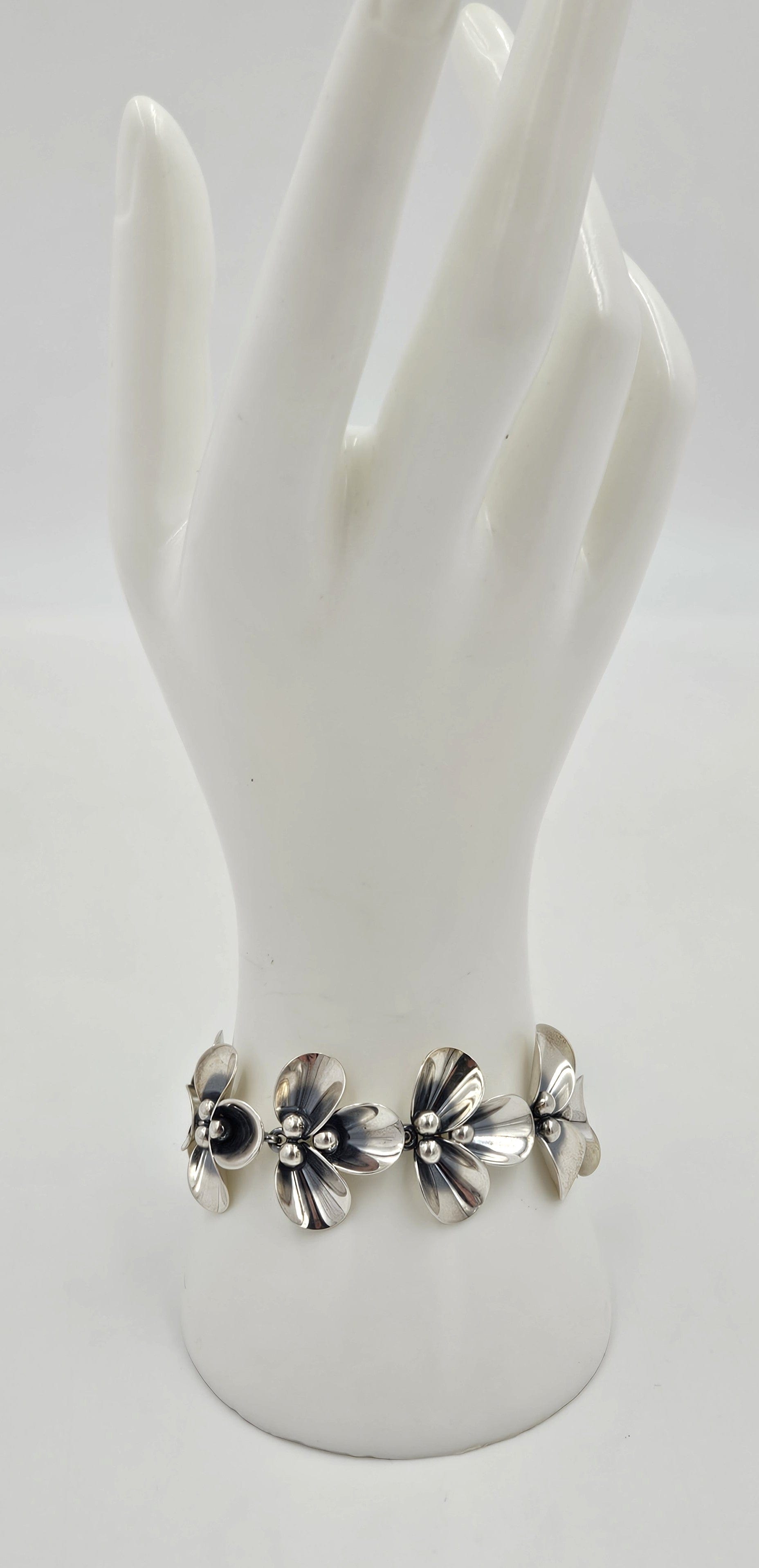 Niels Erik From Jewelry Danish Niels Erik From Sterling Modernist Flowers Demi Parure Set C. 1940/50s