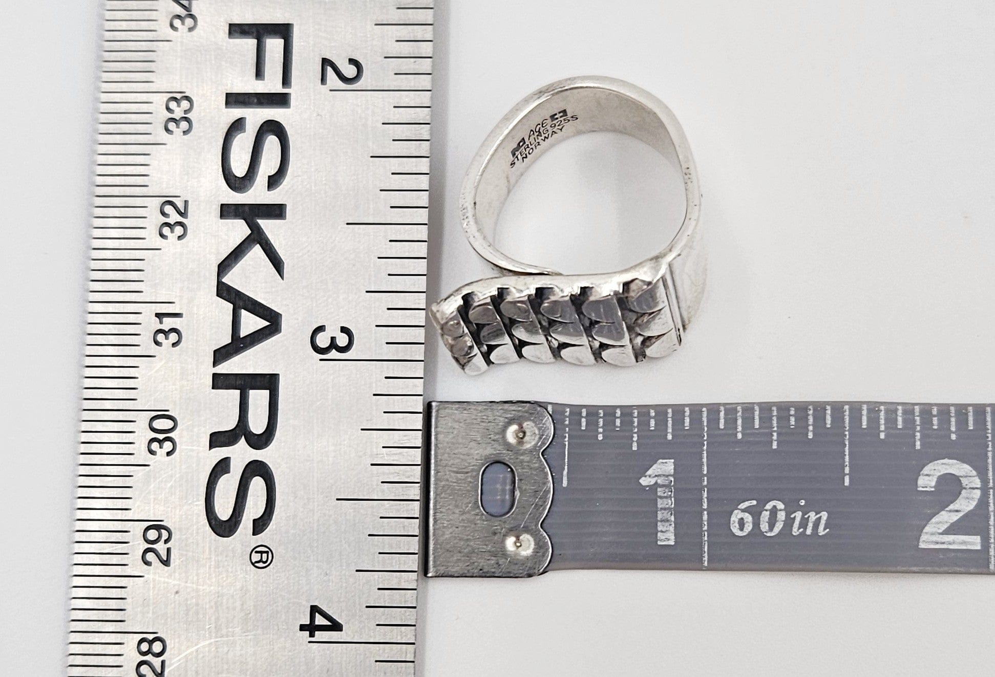 Norway Plus Designs Jewelry RARE Norway + Designs AGE Sterling Modernist X Large Unisex Ring C. 1960s